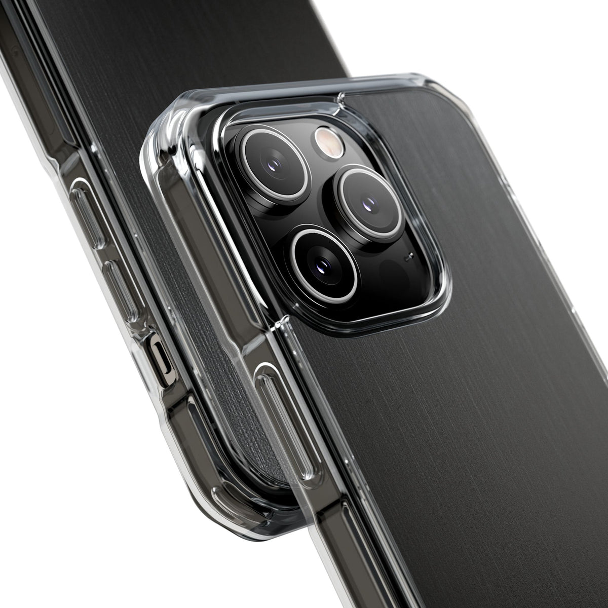Obsidian Brushed Steel · Clear Impact Magnetic Phone Case for iPhone · Black