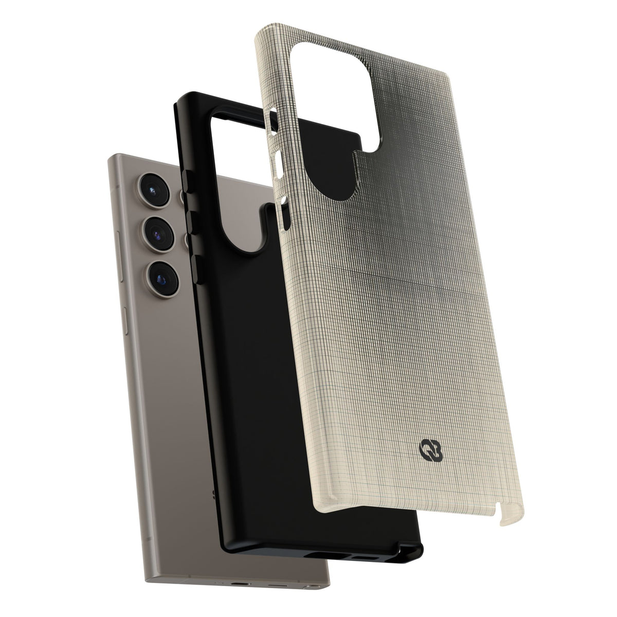 Beige Tough Phone Case for Samsung - Carbon Screen Grid