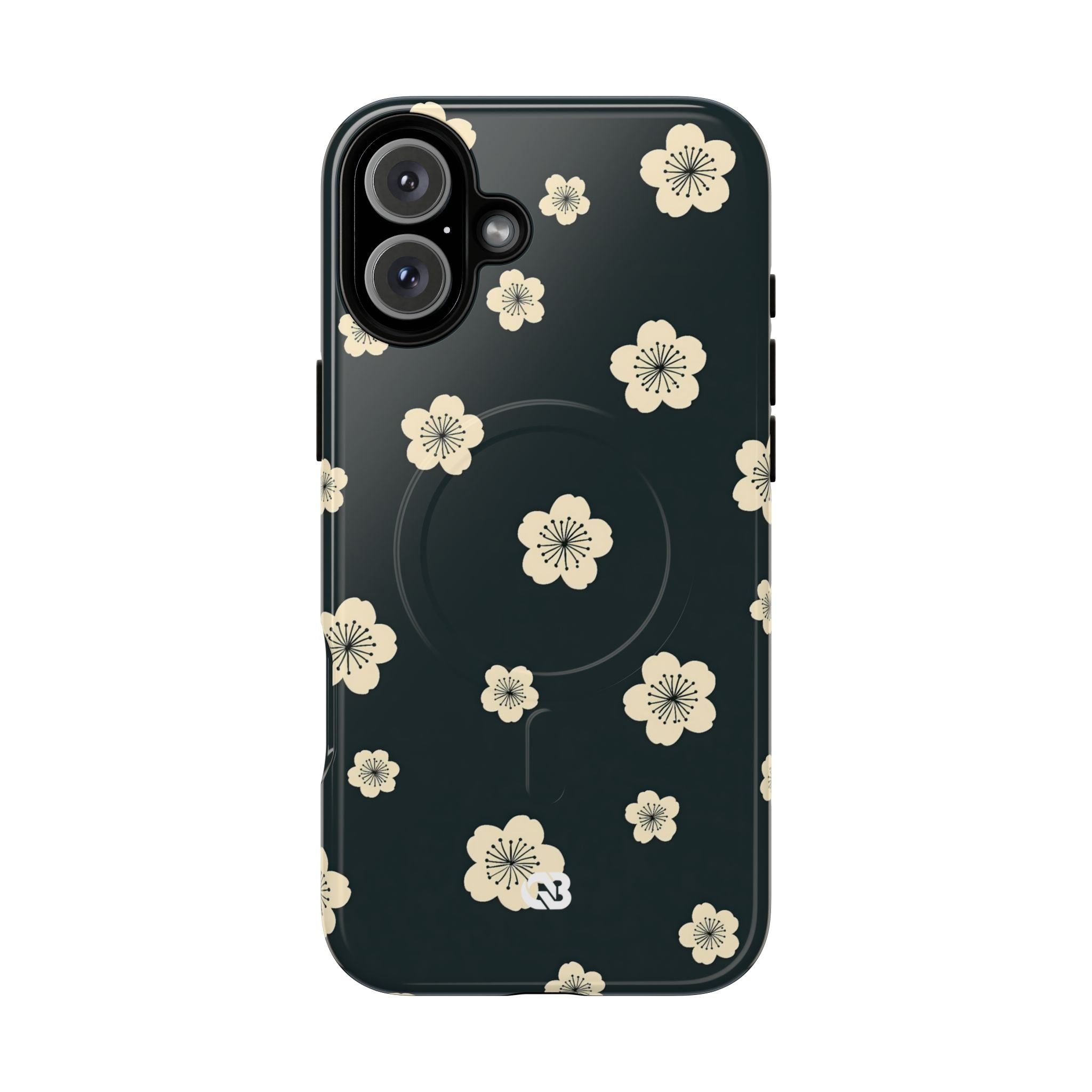Teal Tough 2.0 Magsafe Phone Case for iPhone - Obsidian Cream Petals