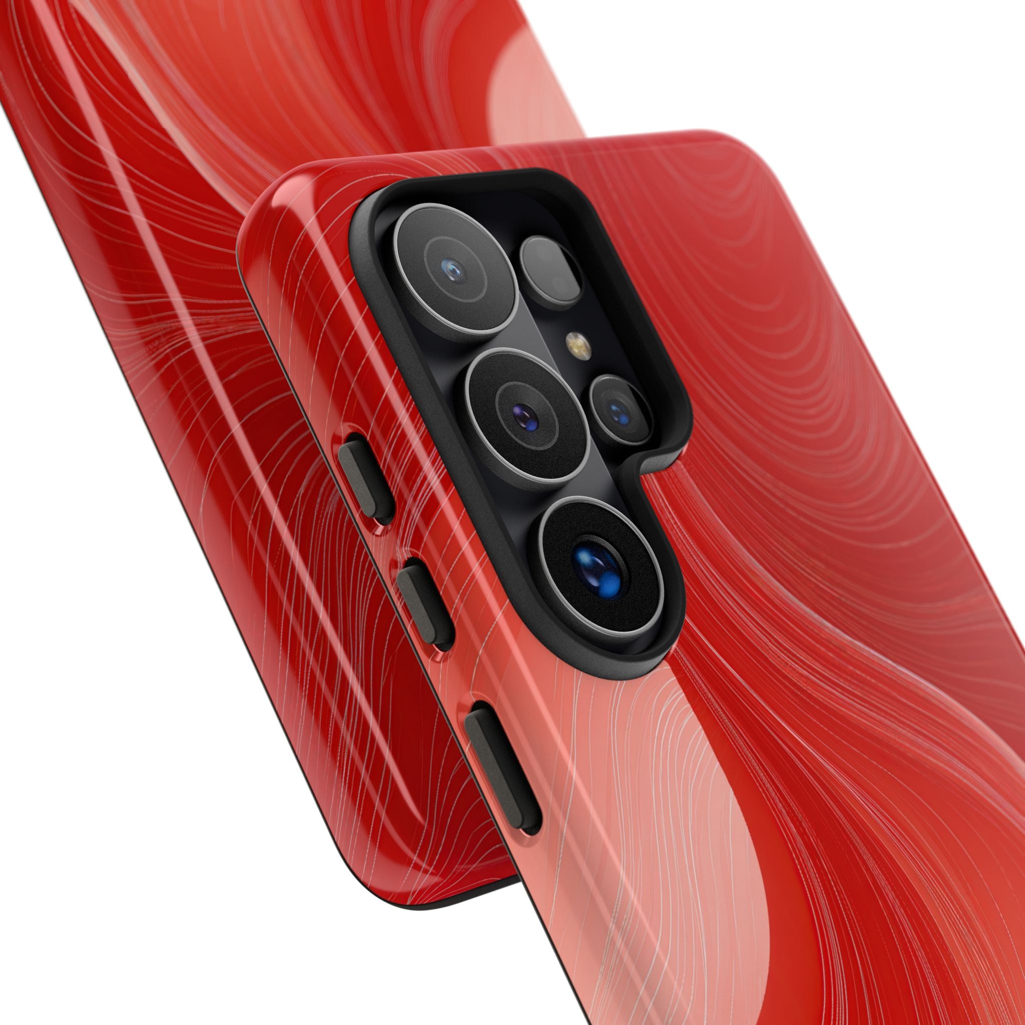 Red Tough Phone Case for Samsung - Crimson Silk Strands