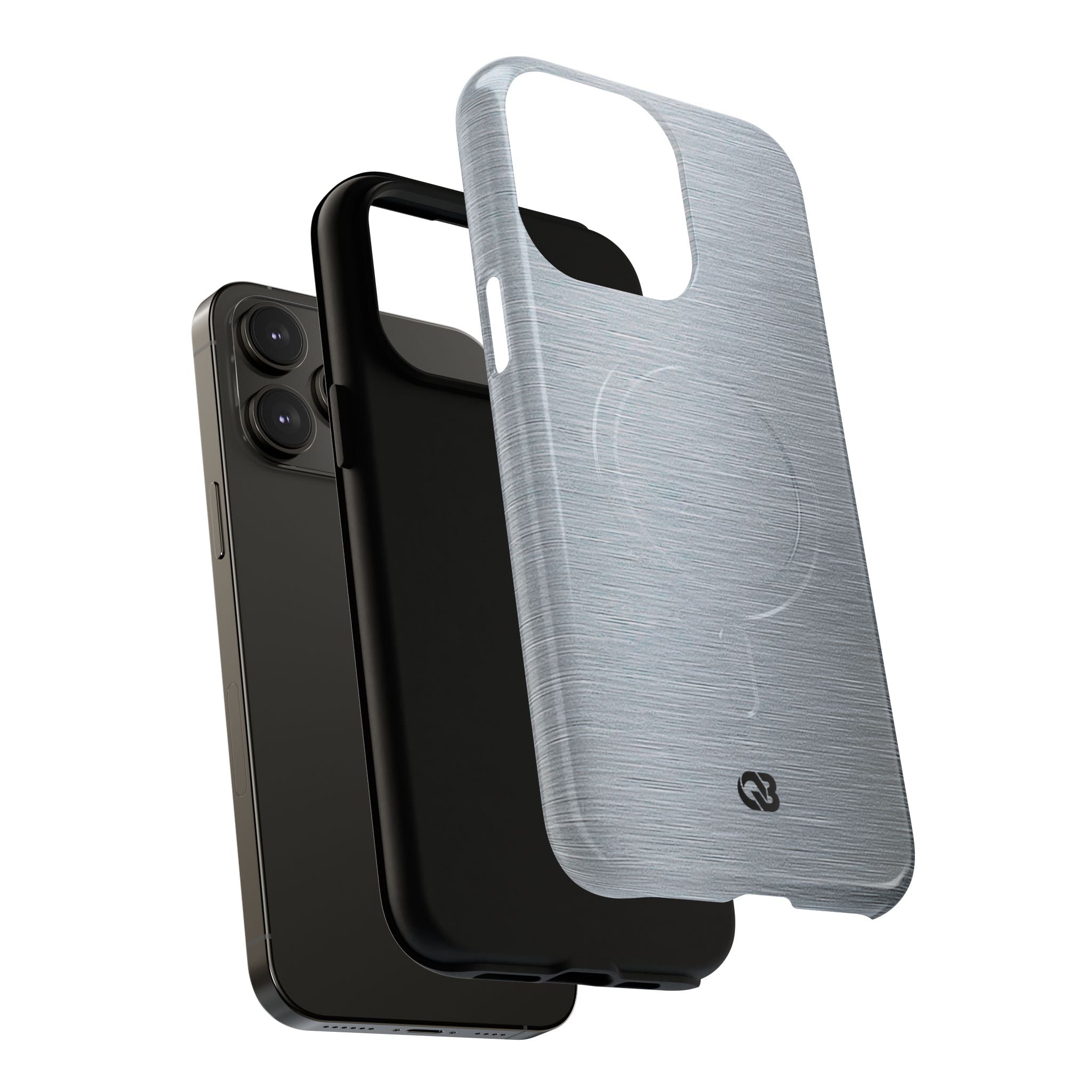 Silver Tough 2.0 Magsafe Phone Case for iPhone - Satin Chrome Grain