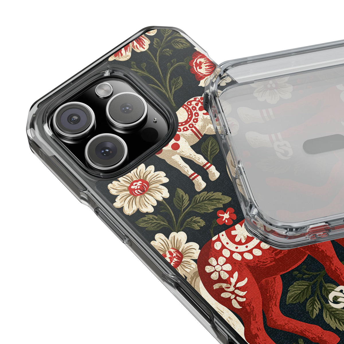Nordic Dala Meadow · Clear Impact Magnetic Phone Case for iPhone · Red