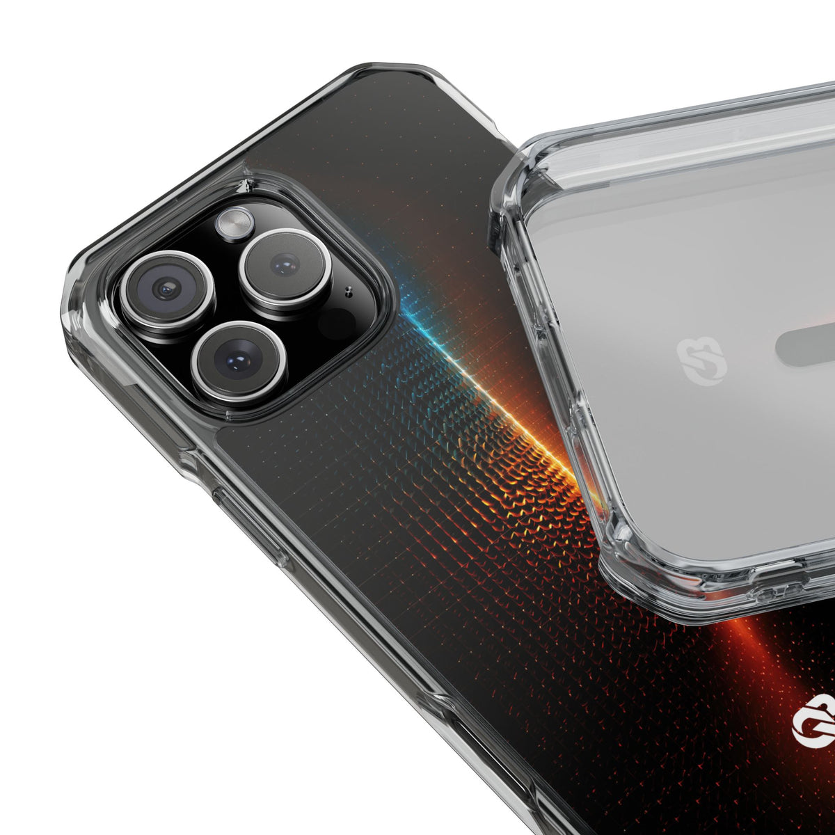 Luminous Refraction Grid · Clear Impact Magnetic Phone Case for iPhone · Black