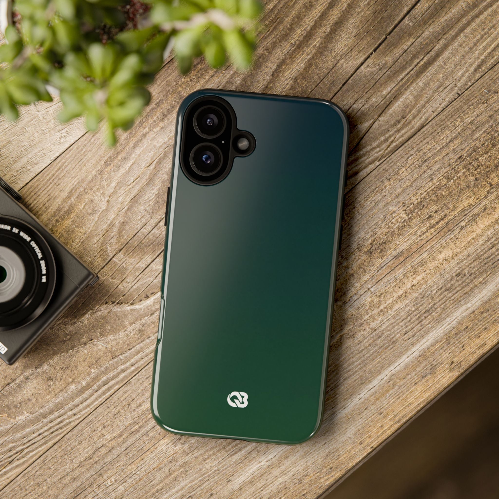 Green Tough Phone Case for iPhone - Midnight Pine Horizon