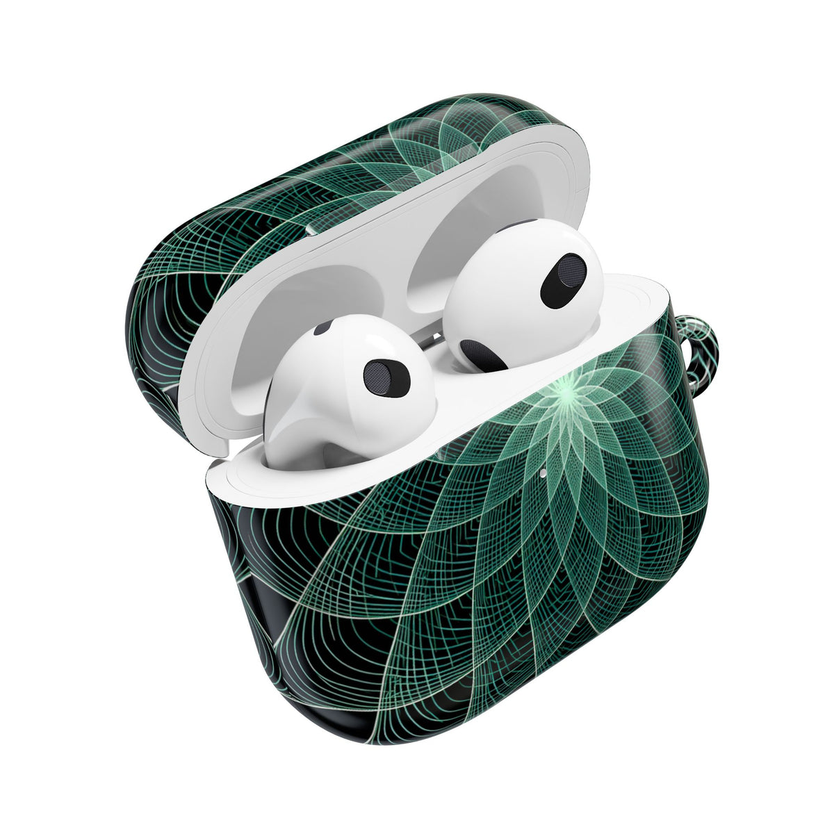Verdant Harmonic Bloom · Hard Case for AirPods & AirPods Pro · Black