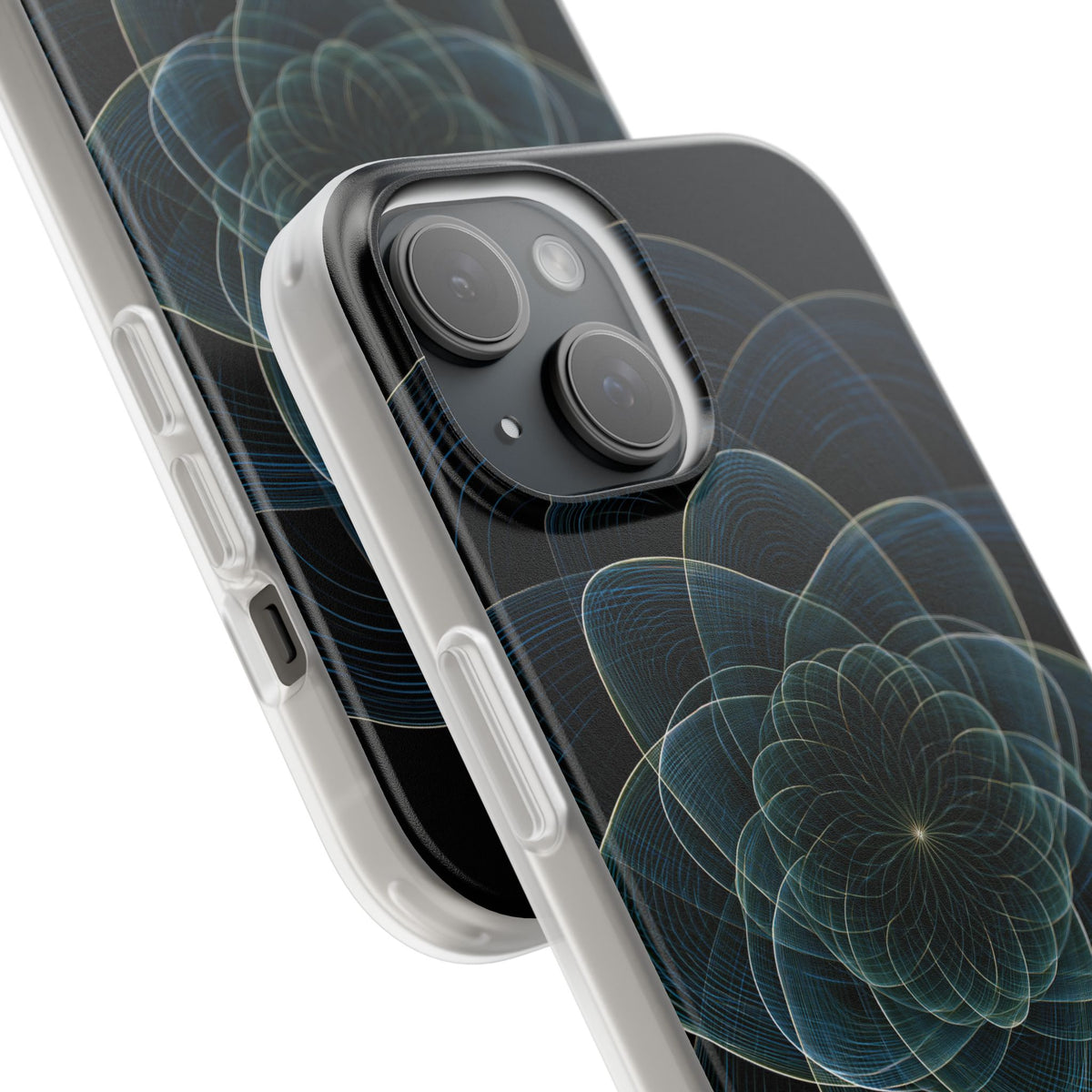 Blue Lite Phone Case for iPhone - Celestial Wireframe Bloom