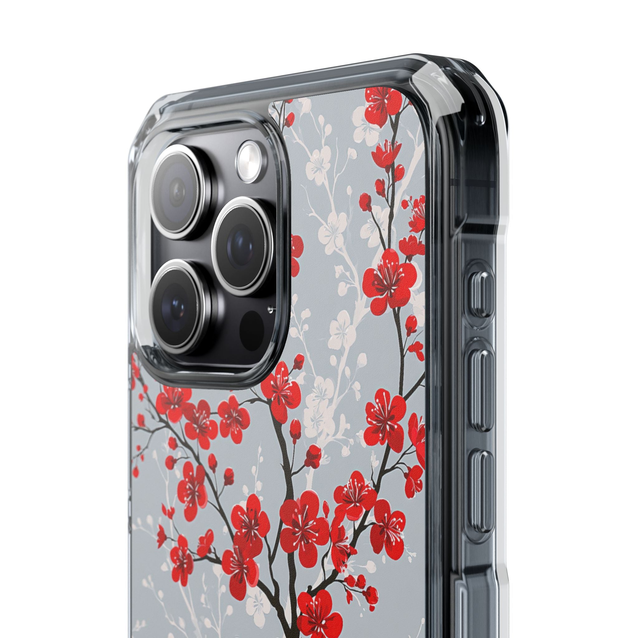 Grey Impact MagSafe Phone Case for iPhone - Crimson Sakura Slate