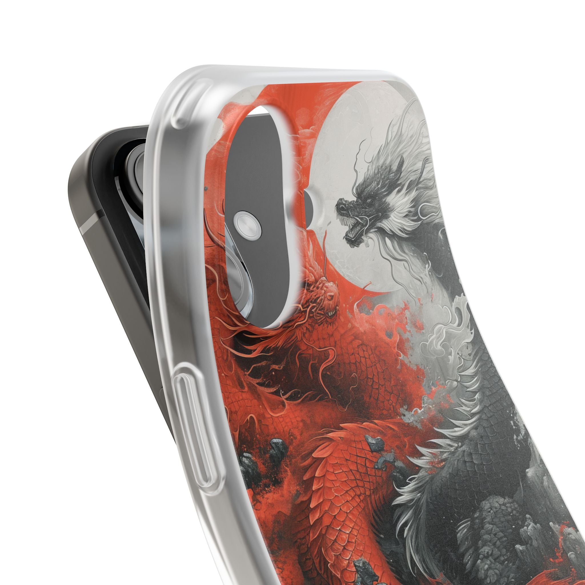 Twin Dragons Crimson iPhone 16 Case - Soft