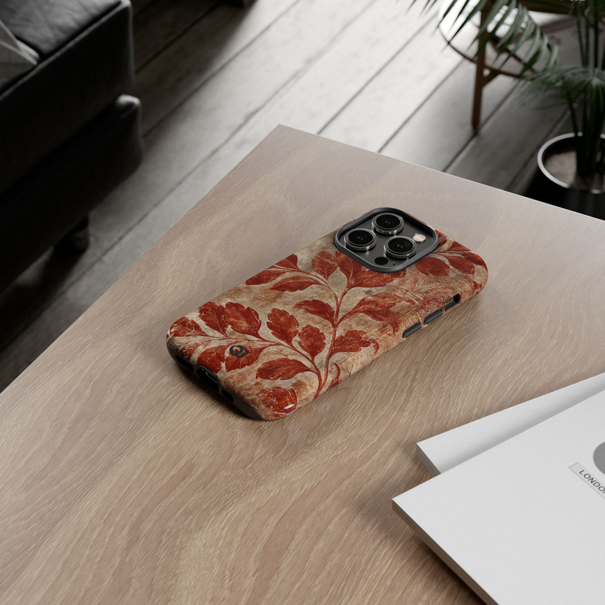 Terracotta Botanical Fresco · Tough Phone Case for iPhone · Red