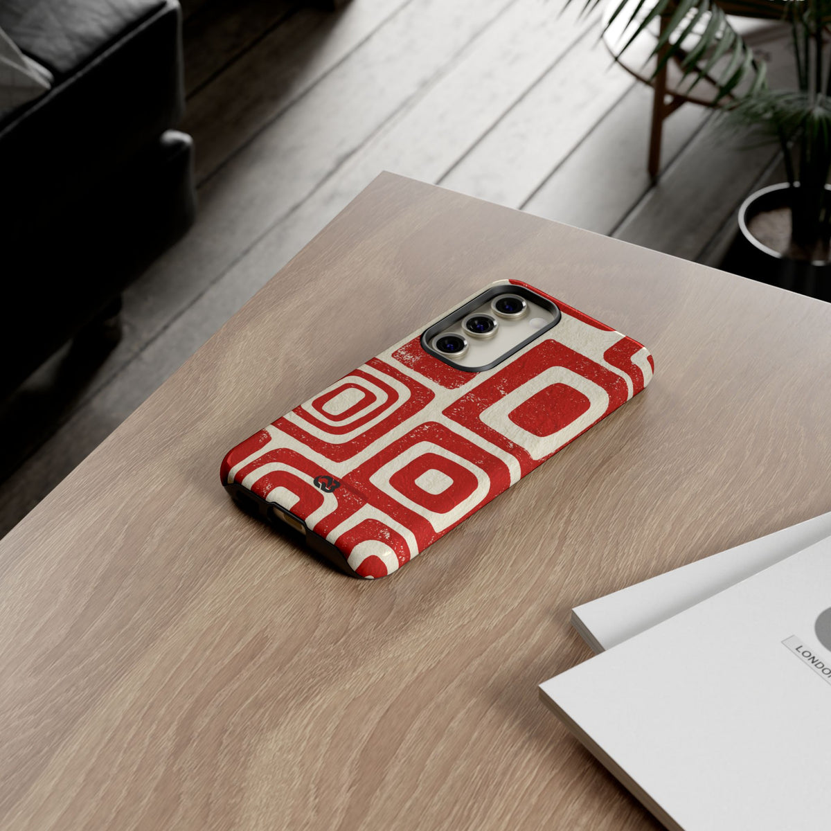 Vermilion Block Motif · Tough Phone Case for Samsung · Red