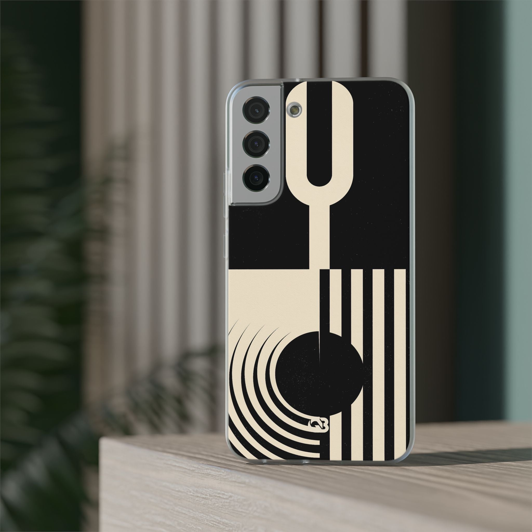Black Lite Phone Case for Samsung - Ivory Signal Grid
