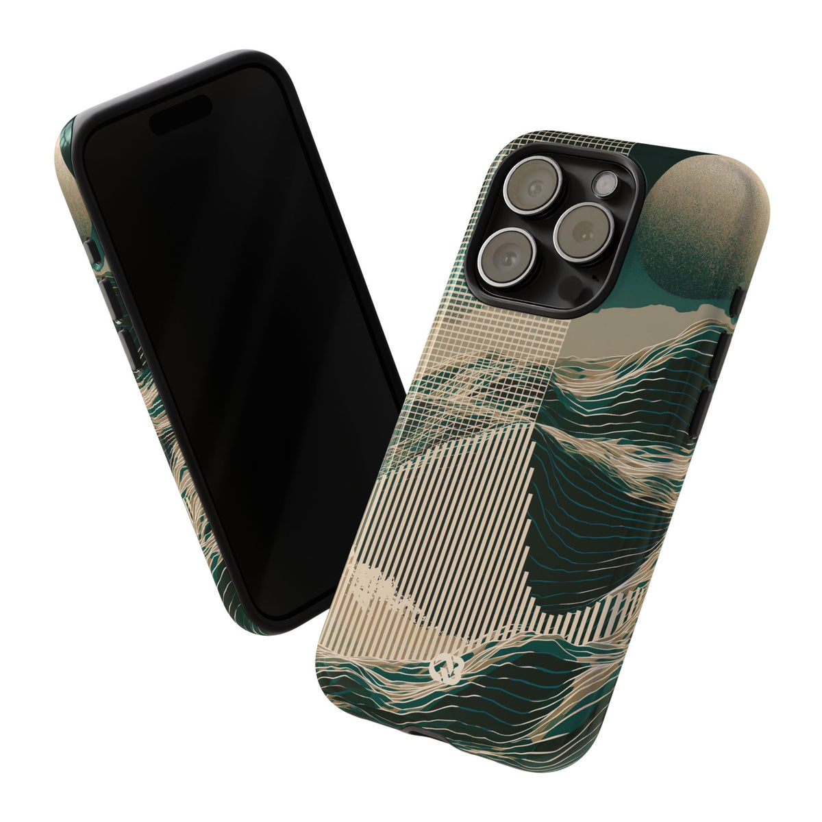 Green Tough Phone Case for iPhone - Lunar Moss Topography