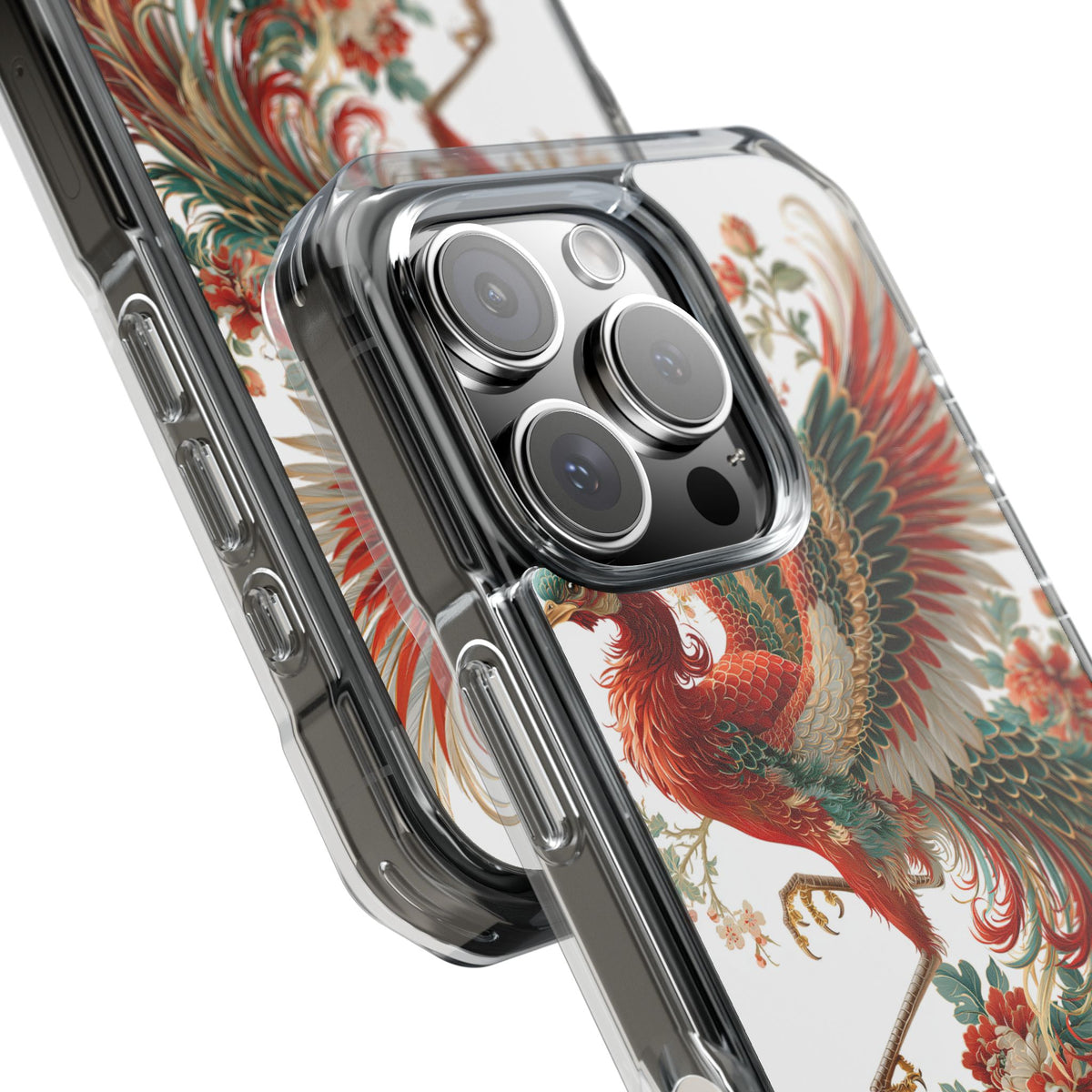 Vermilion Imperial Phoenix · Clear Impact Magnetic Phone Case for iPhone · Red