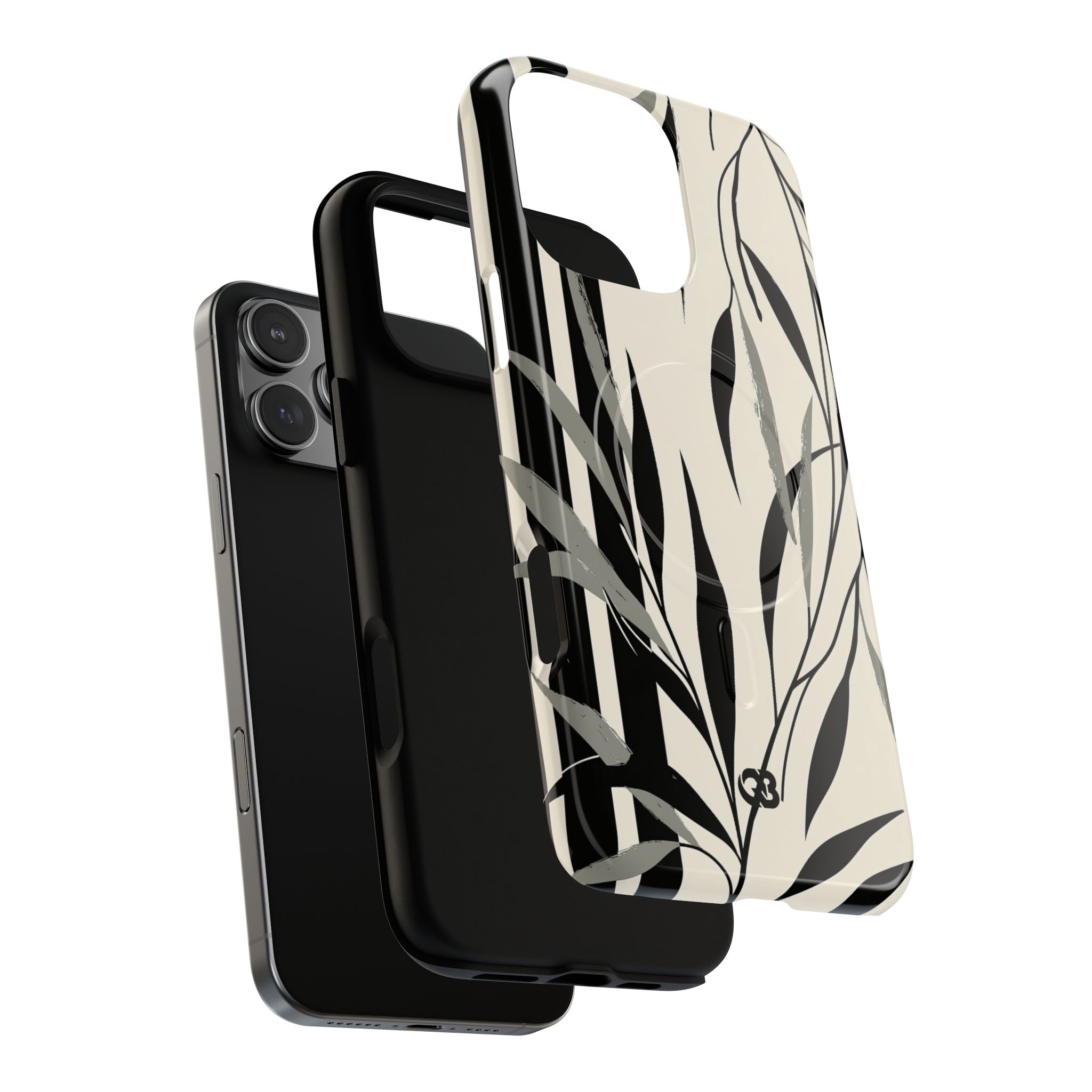 Beige Tough 2.0 Magsafe Phone Case for iPhone - Soot Leaf Sketch