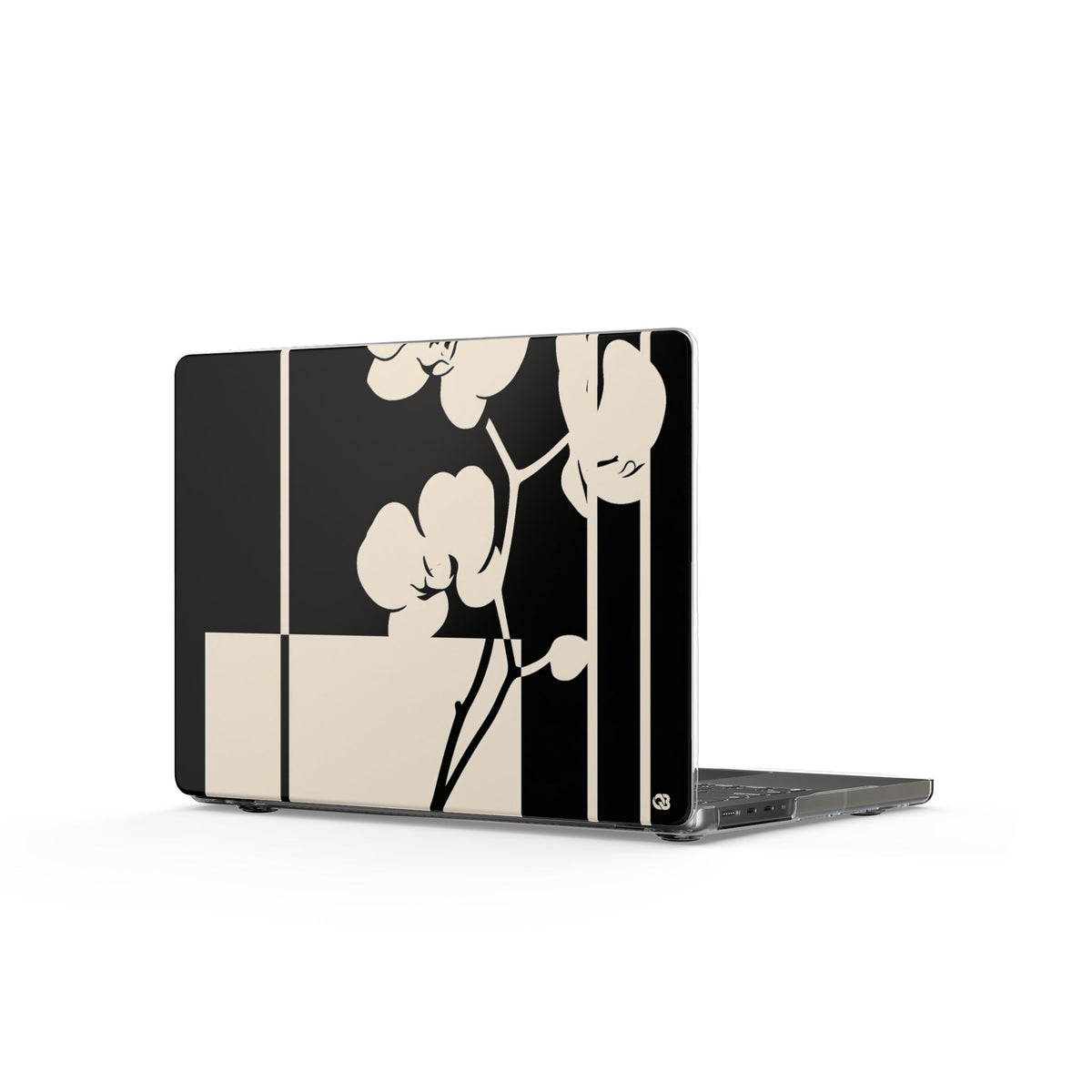 Geometric Orchid Bloom · Clear Hard Case for MacBook · Black