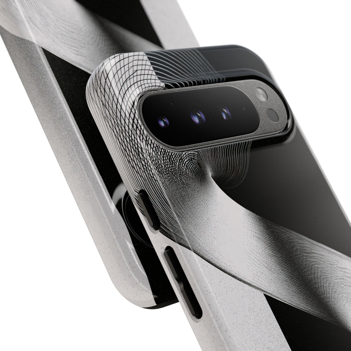 Grey Tough Phone Case for Google Pixel - Obsidian Moiré Wave