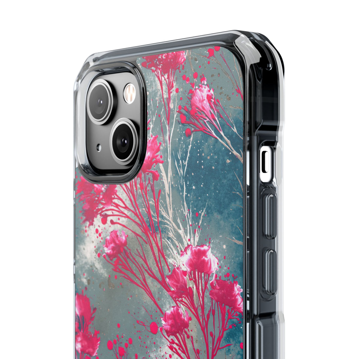 Cyber Blossom · Clear Impact Magnetic Phone Case for iPhone · Teal