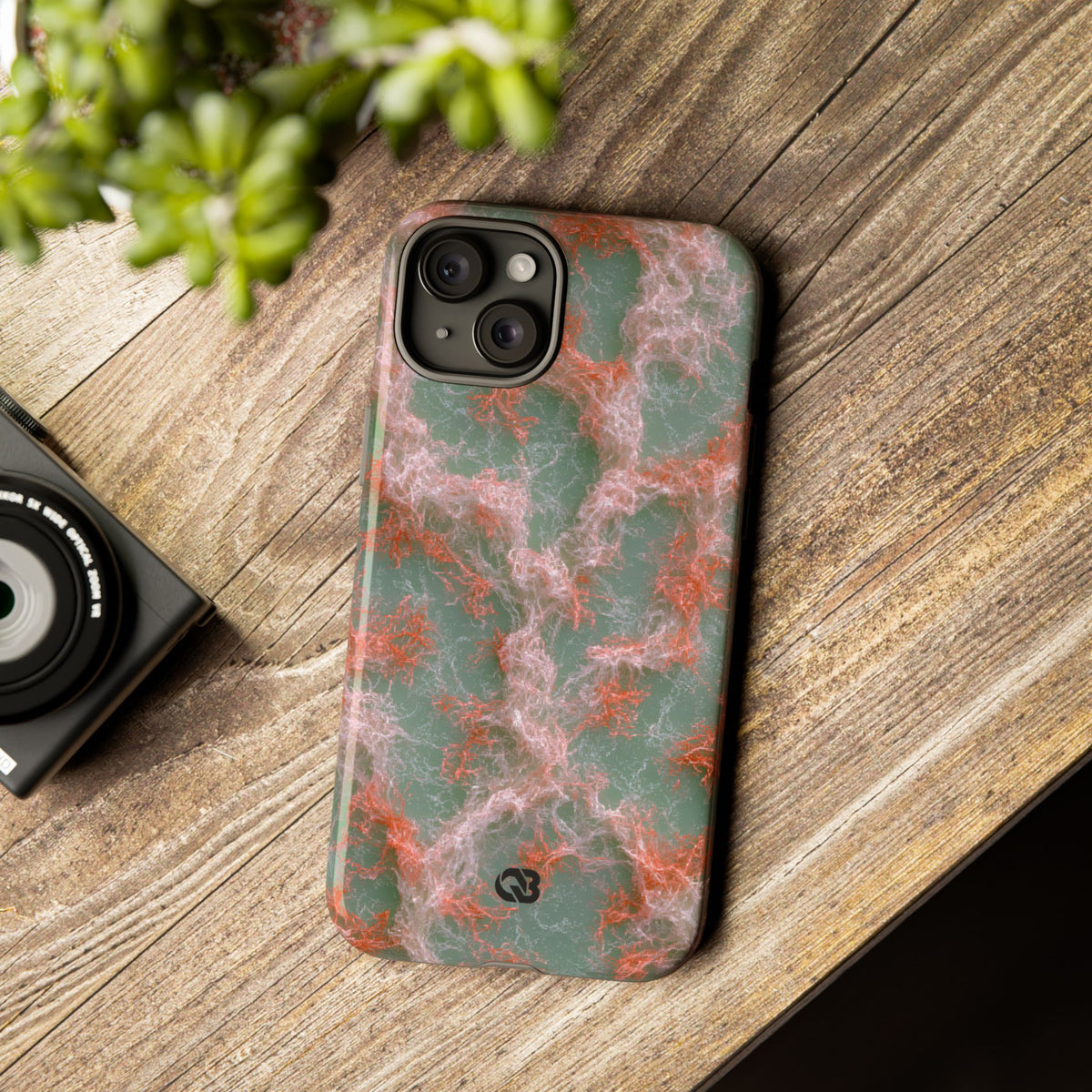 Coral Pixel Matrix · Tough Phone Case for iPhone · Green
