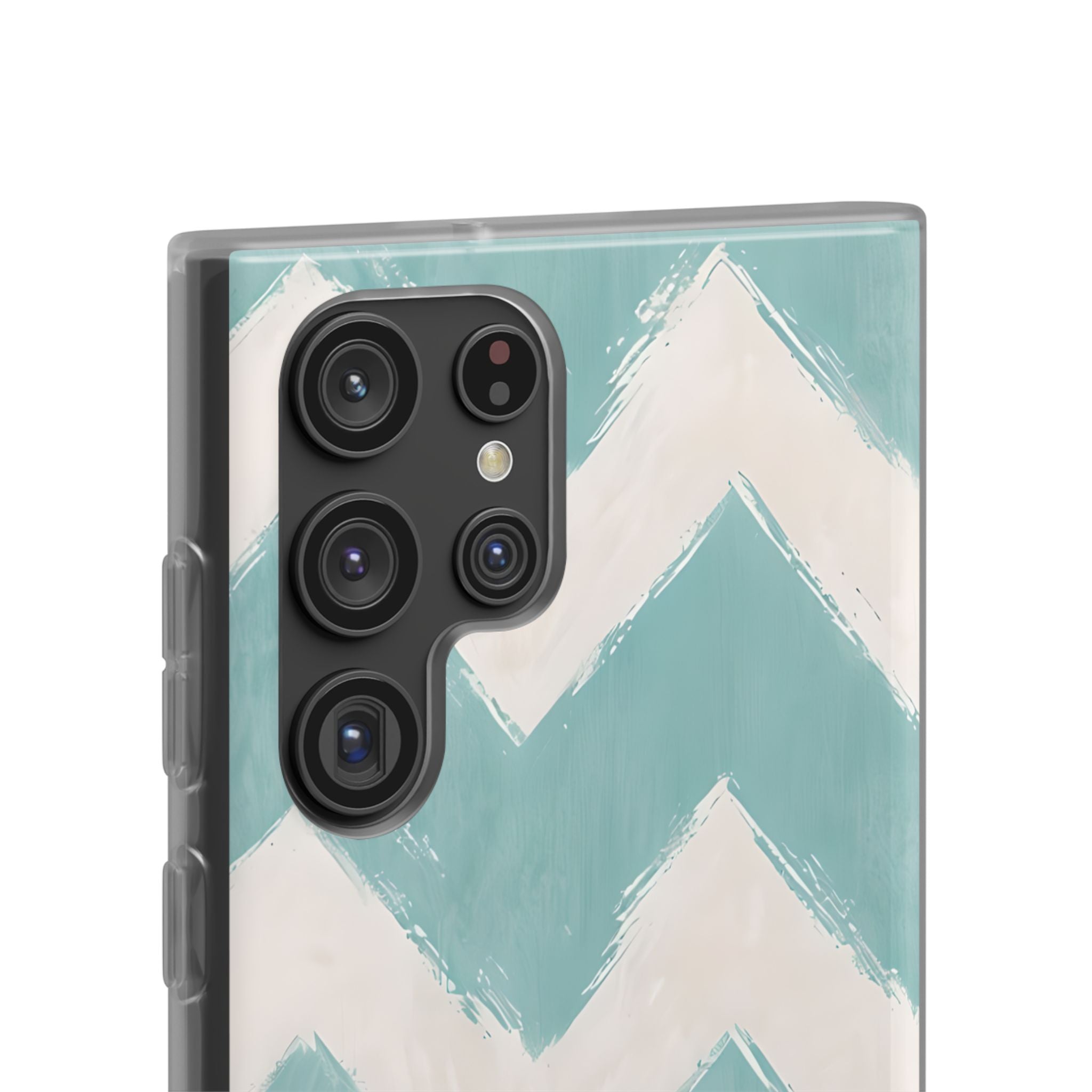 Teal Painted Chevron · Soft Phone Case for Samsung