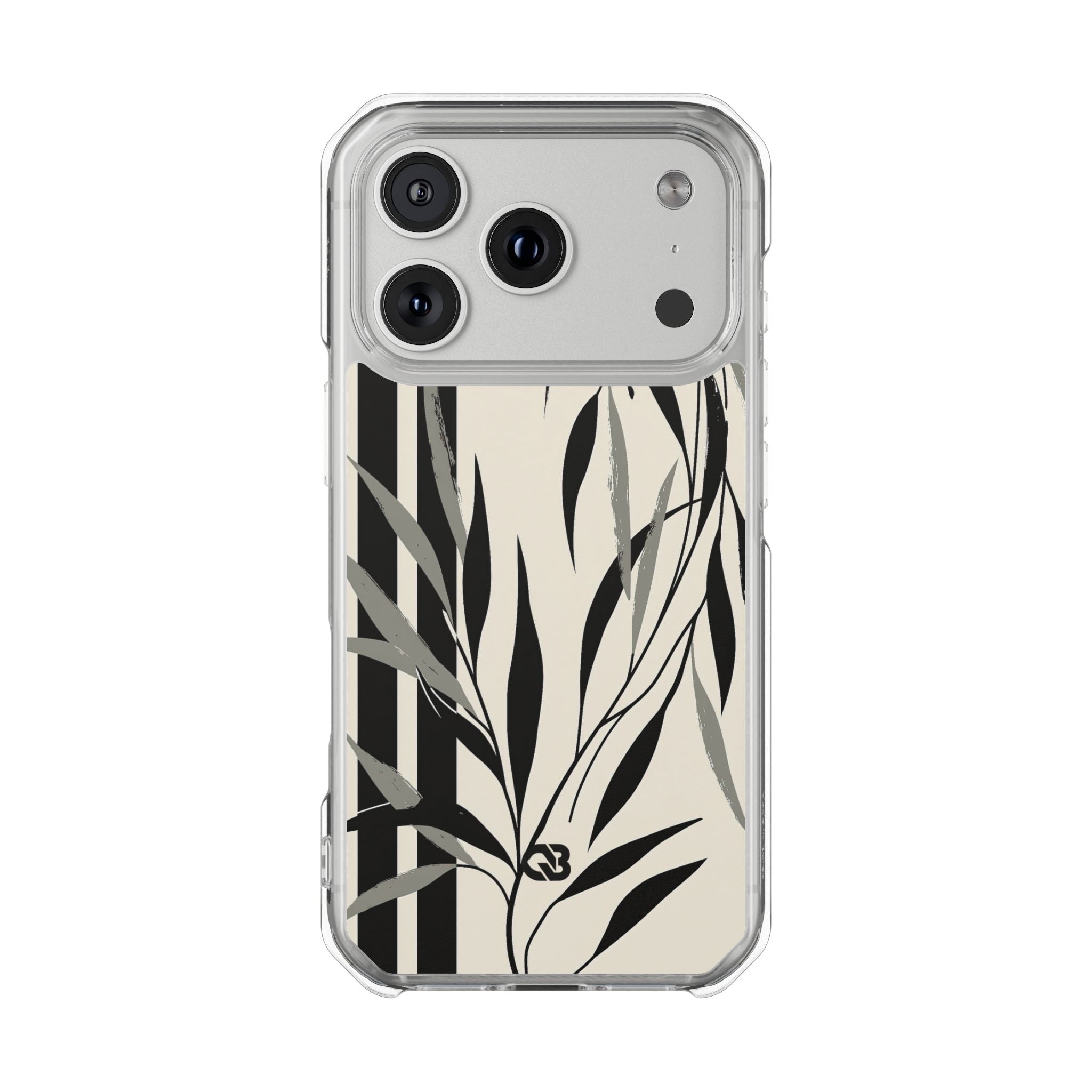 Beige Impact MagSafe Phone Case for iPhone - Soot Leaf Sketch