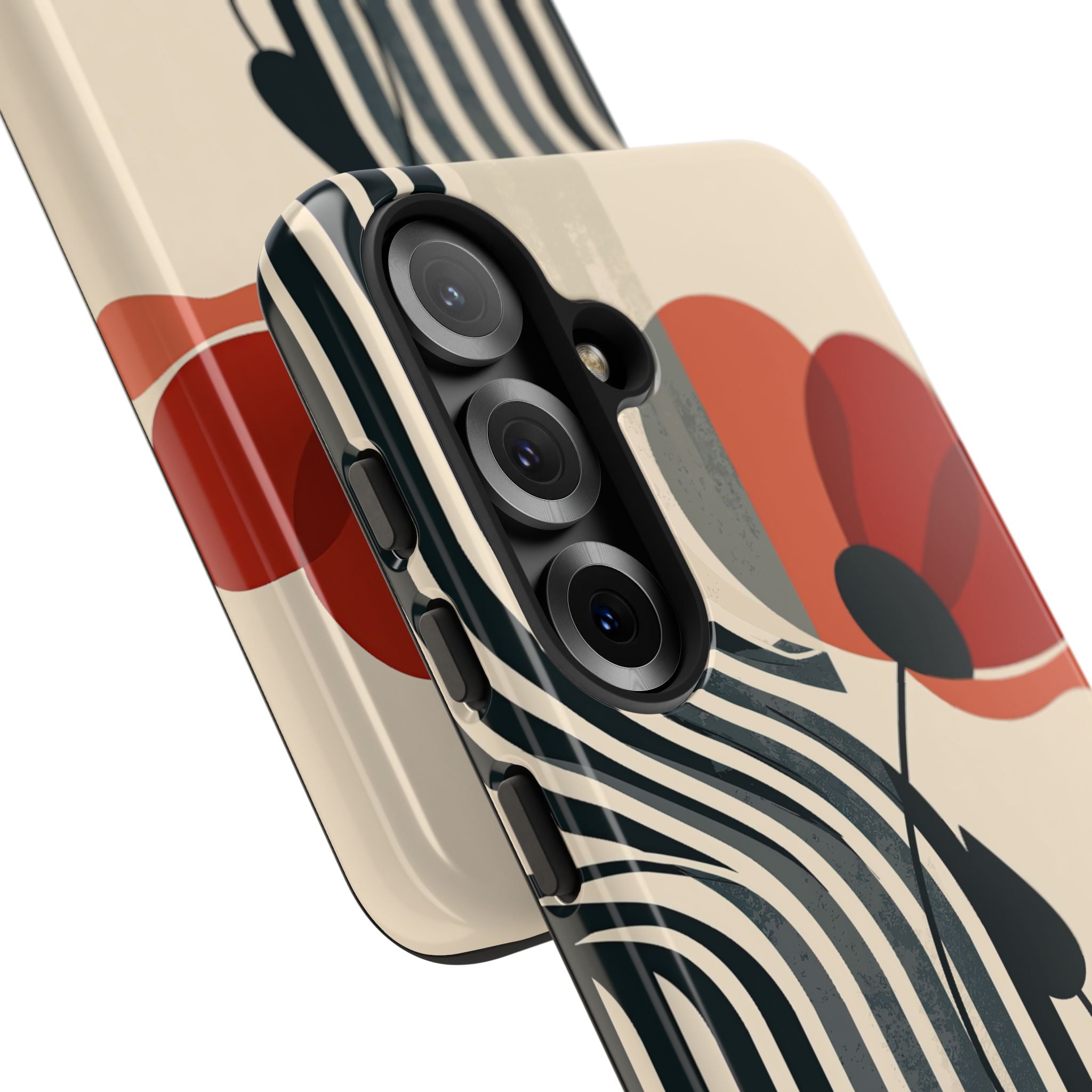 Beige Tough Phone Case for Samsung - Crimson Line Bloom