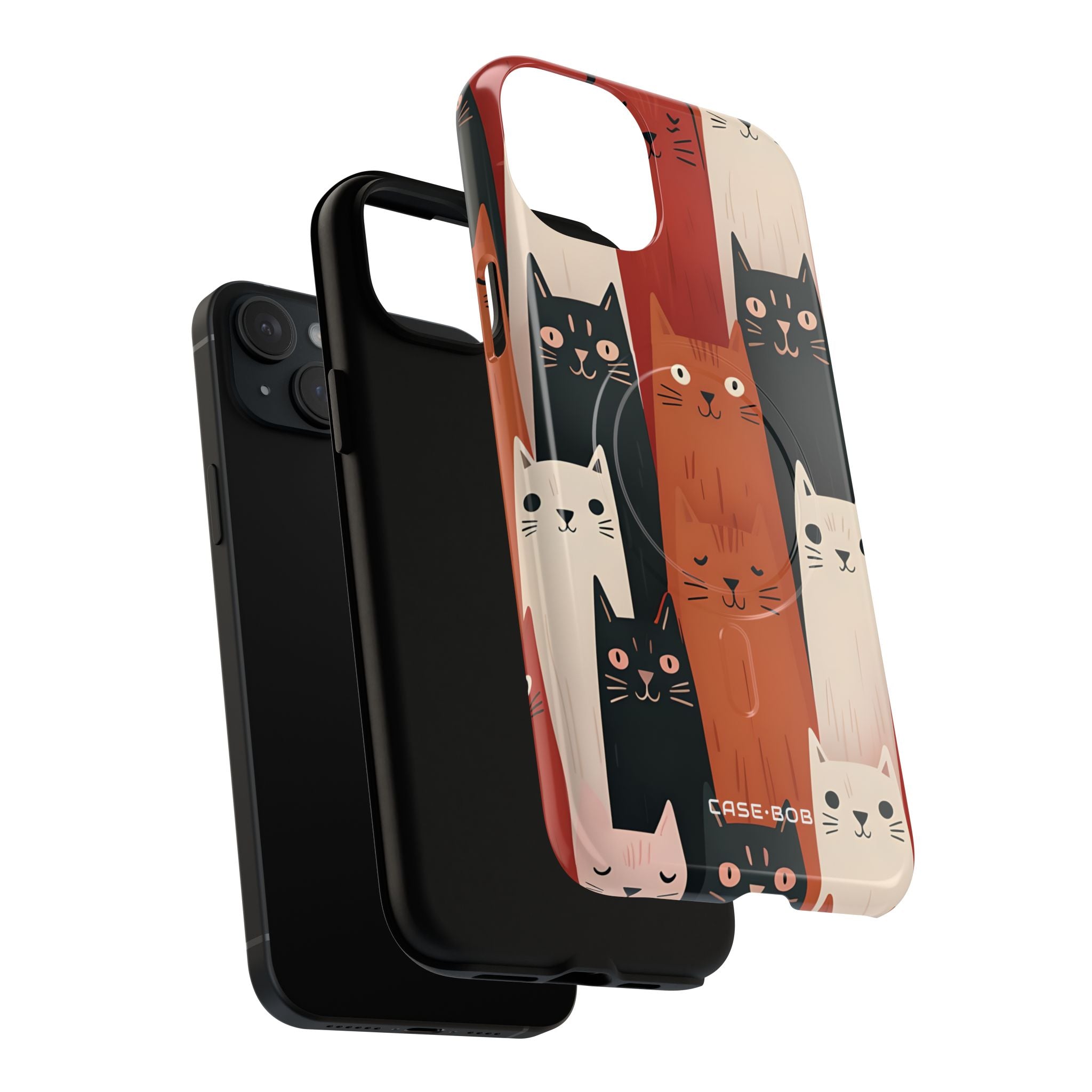Elongated Cats Zwart iPhone 15 Plus Case - Tough+