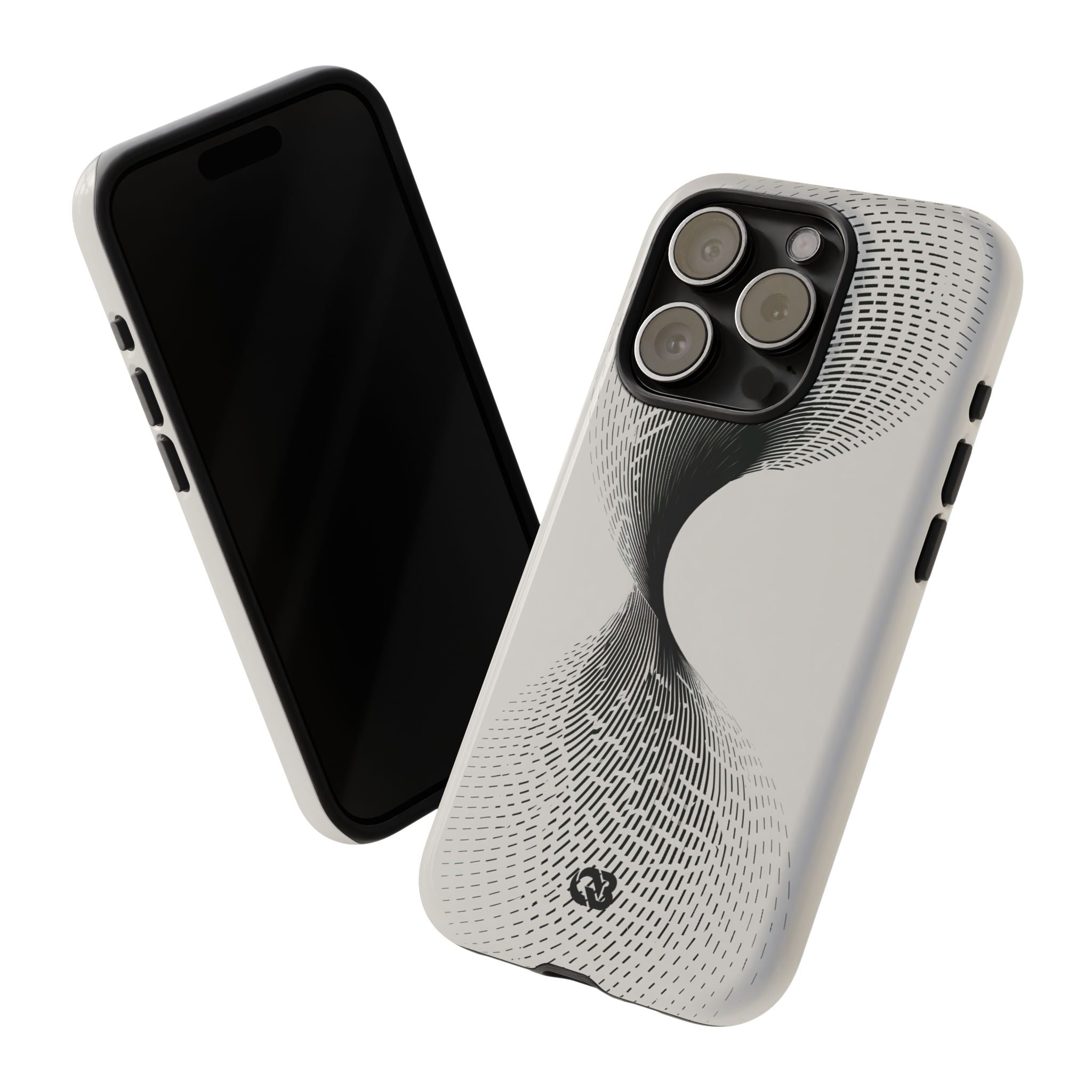 White Tough Phone Case for iPhone - Linear Torsion Grid