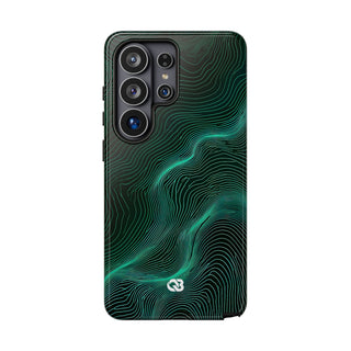 Teal Tough Phone Case for Samsung - Neon Jade Contour