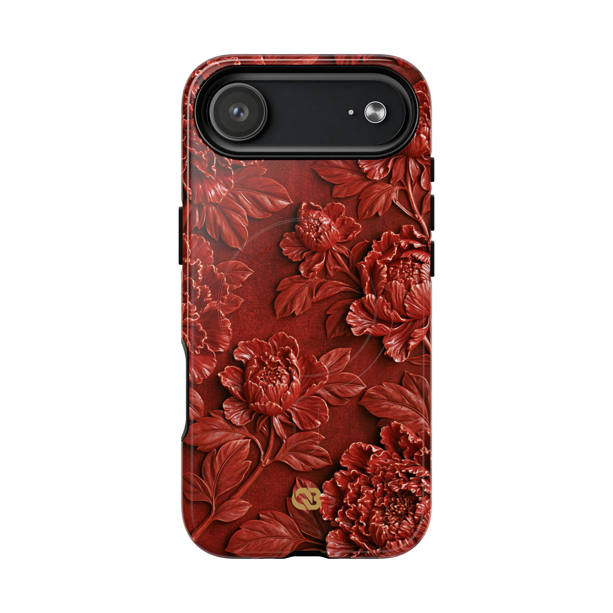 Cinnabar Peony Relief · Tough 2.0 Magnetic Phone Case for iPhone · Red