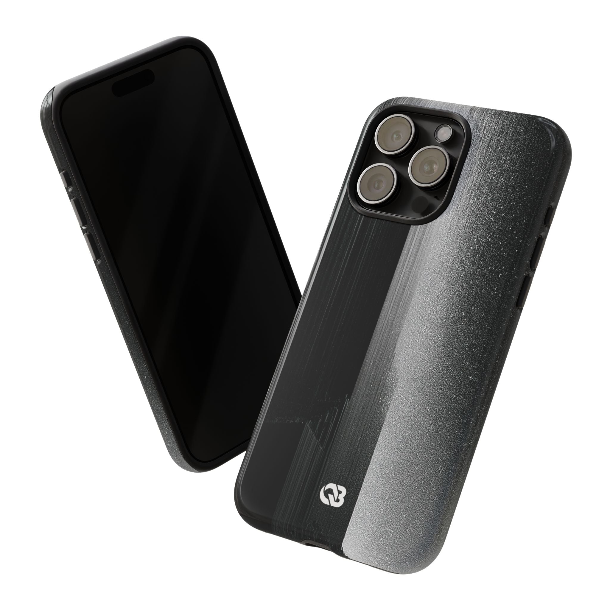 Black Tough Phone Case for iPhone - Brutalist Pixel Monolith