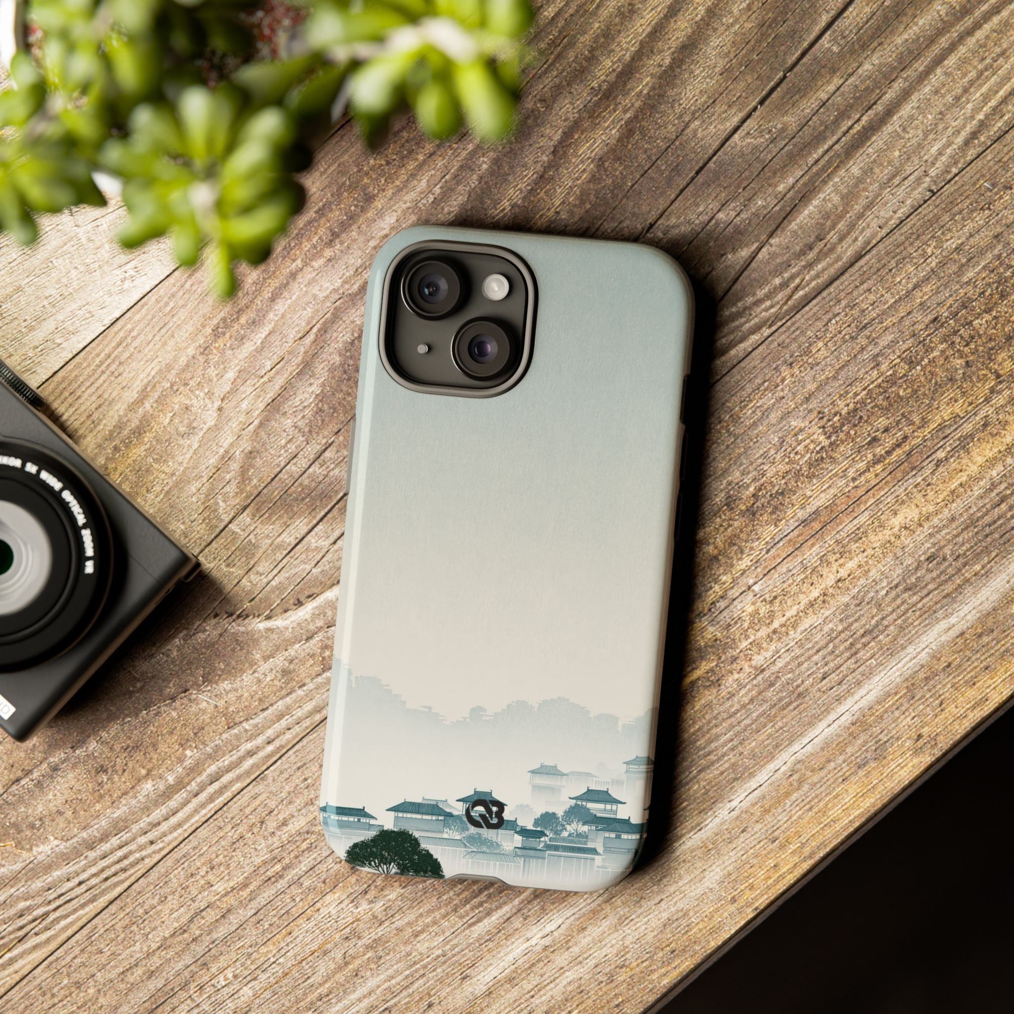 Blue Tough Phone Case for iPhone - Mist Valley Pagoda