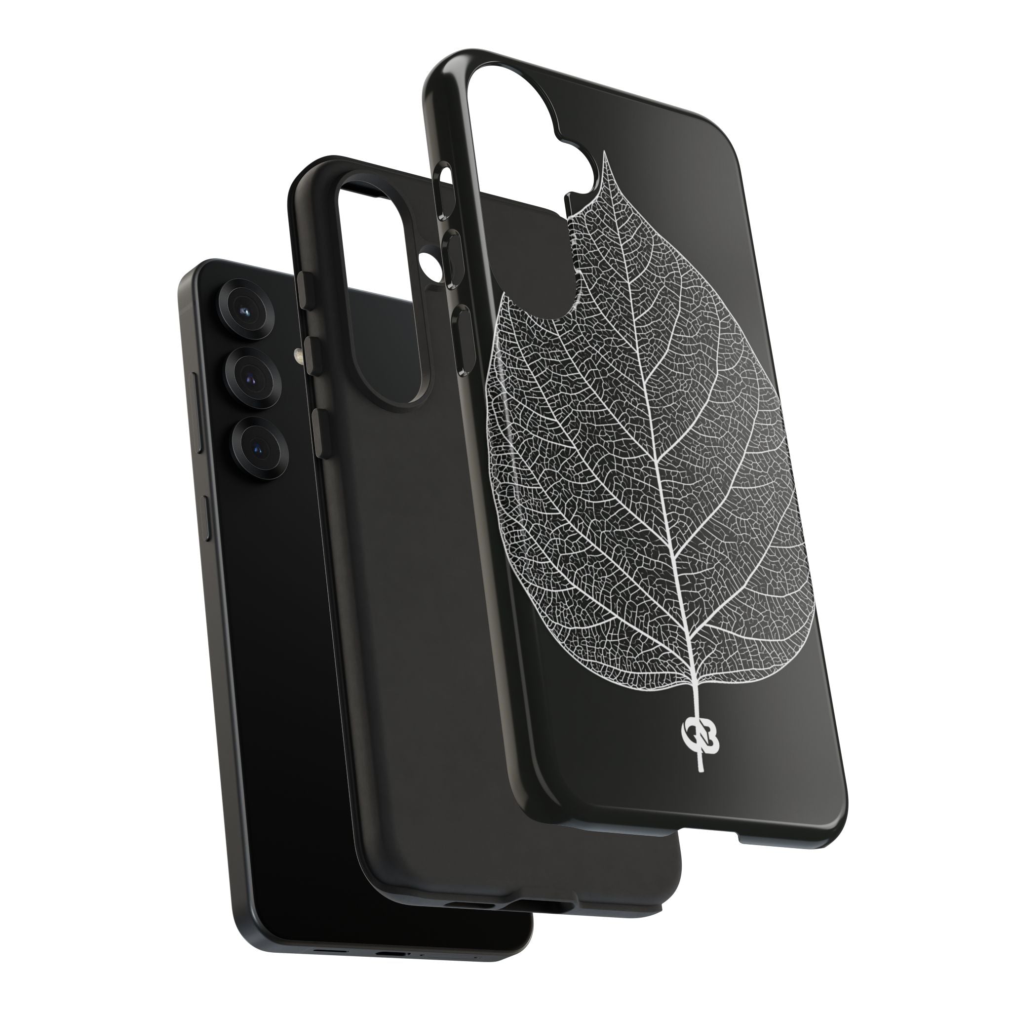 Black Tough Phone Case for Samsung - Bleached Leaf Lattice