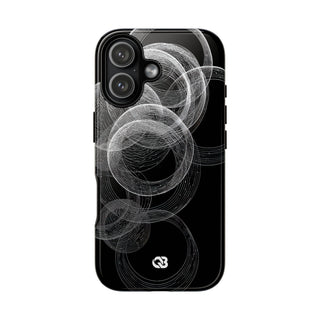 Black Tough Phone Case for iPhone - Kinetic Wireframe Orbit