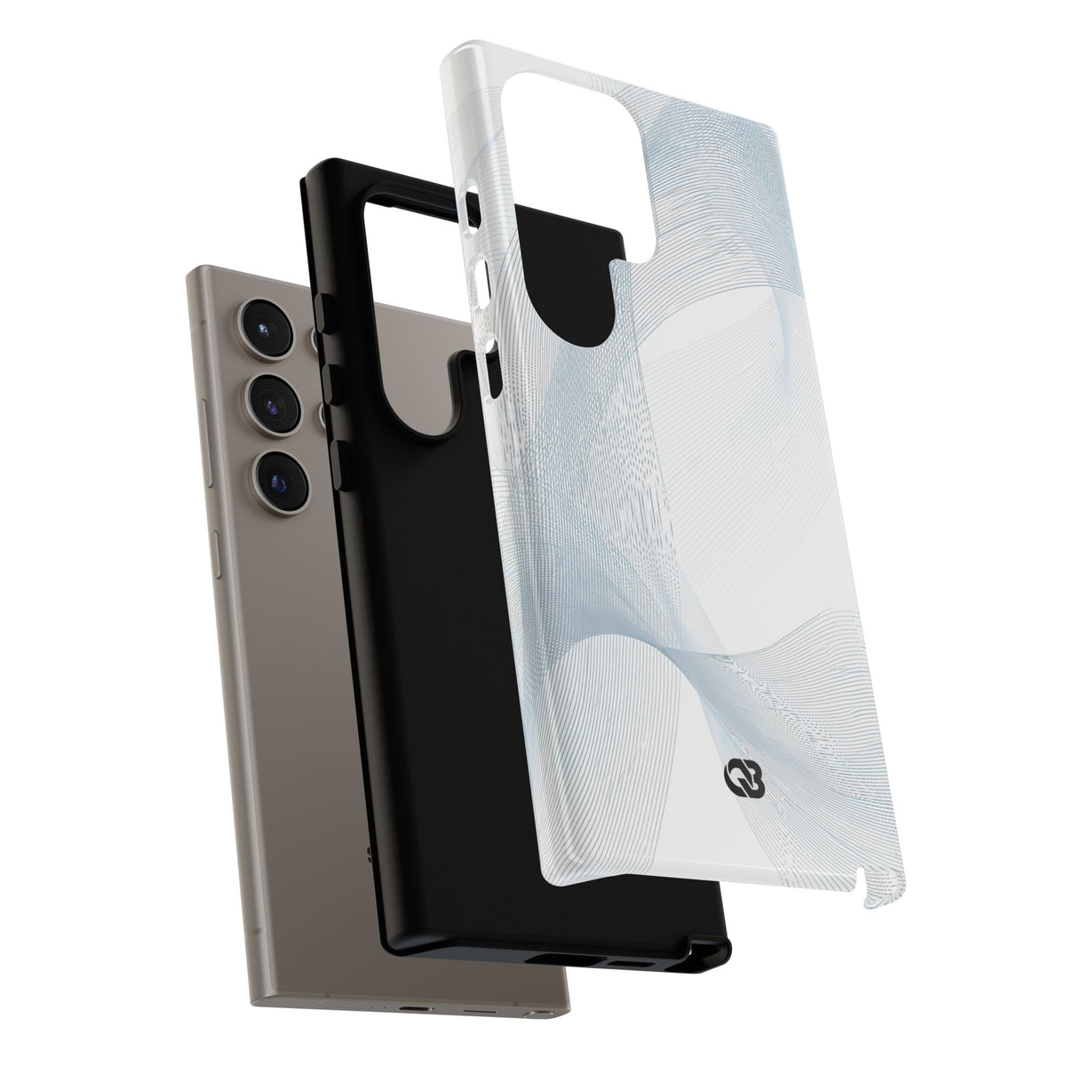 White Tough Phone Case for Samsung - Arctic Line Current