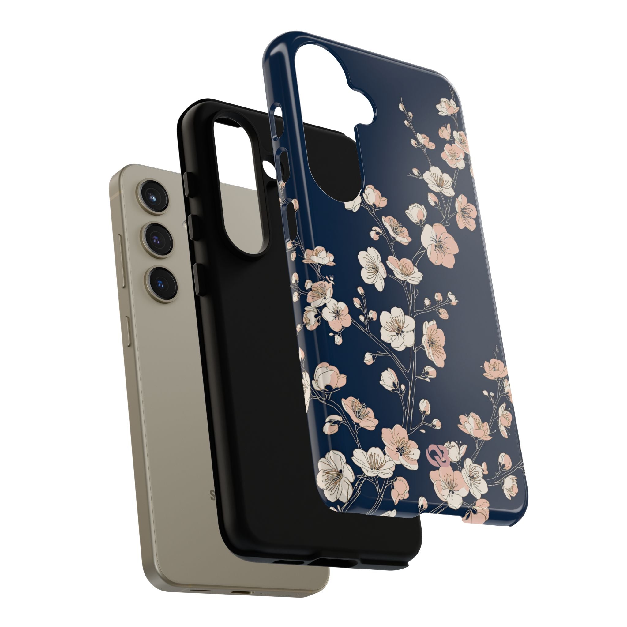 Blue Tough Phone Case for Samsung - Midnight Peach Sakura