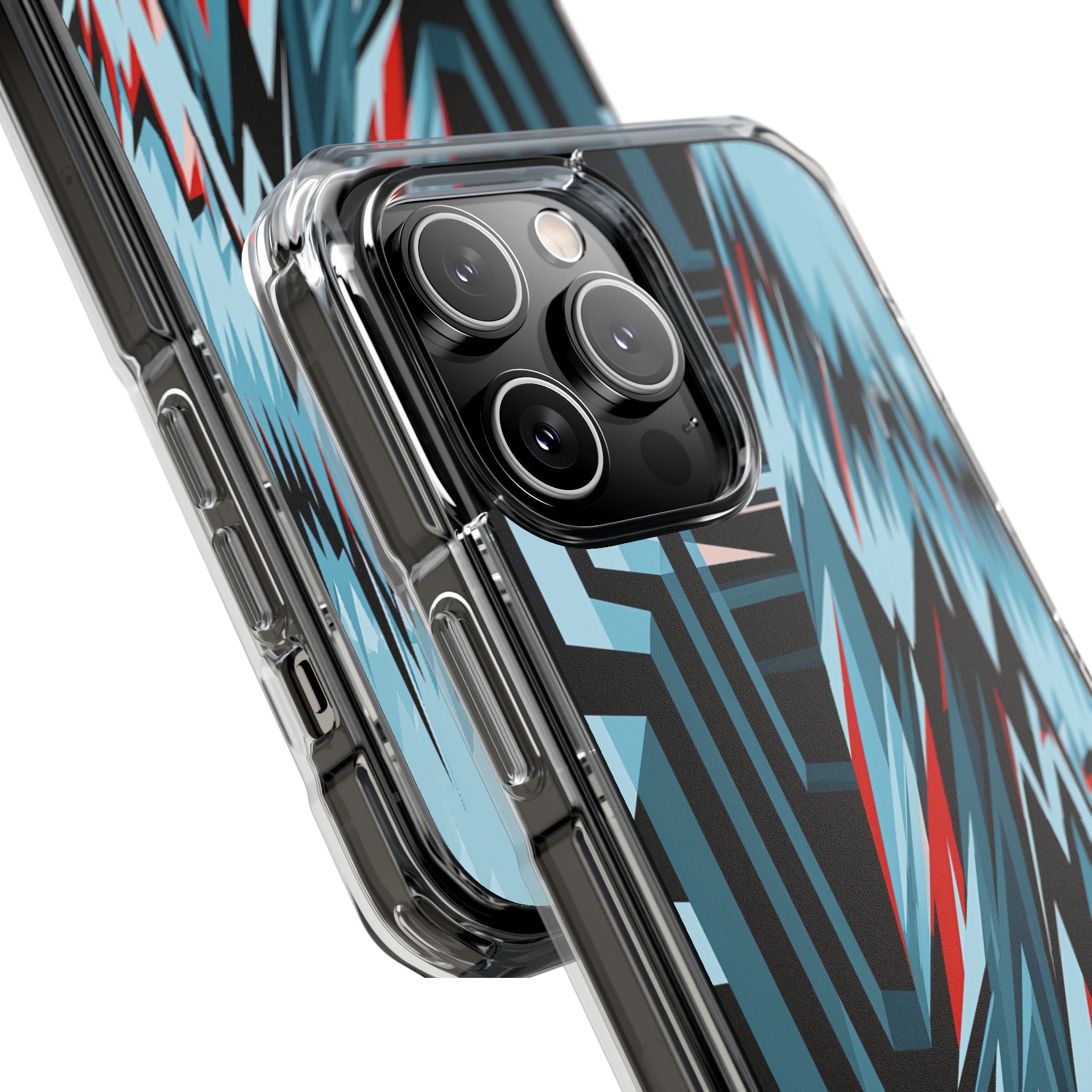 Blue Impact MagSafe Phone Case for iPhone - Glitch Peak Cyan