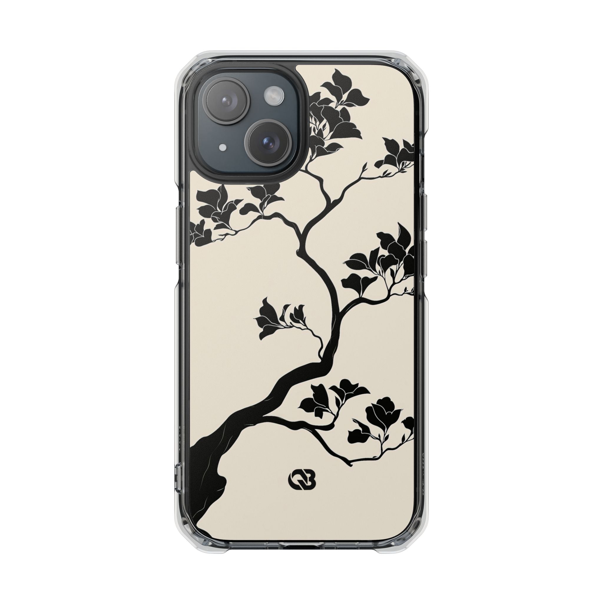 Beige Impact MagSafe Phone Case for iPhone - Obsidian Bonsai Silhouette