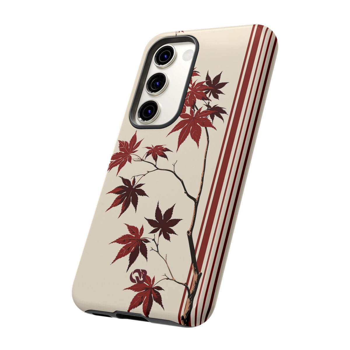 Red Tough Phone Case for Samsung - Crimson Momiji Stripe