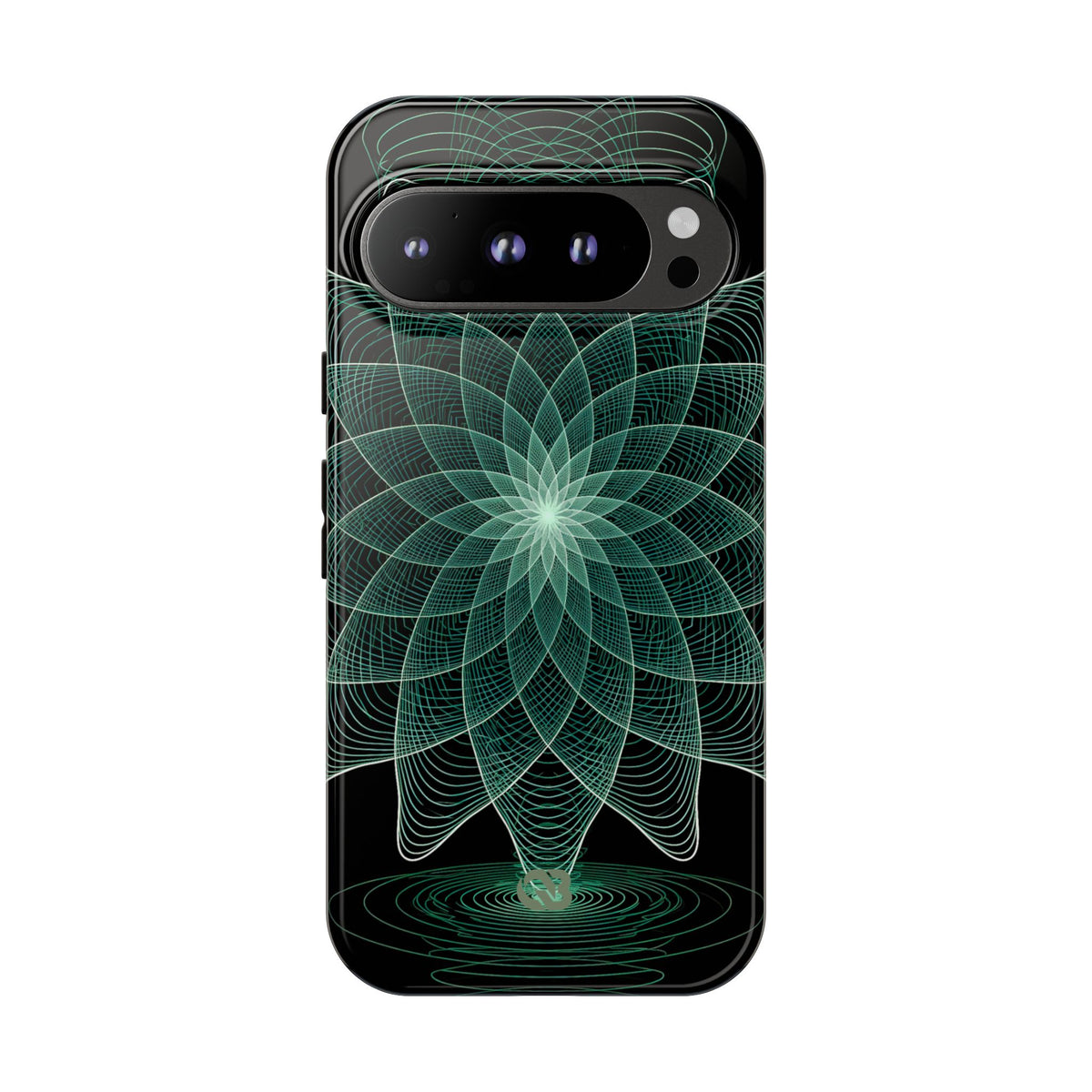 Green Tough Phone Case for Google Pixel - Cyan Signal Bloom