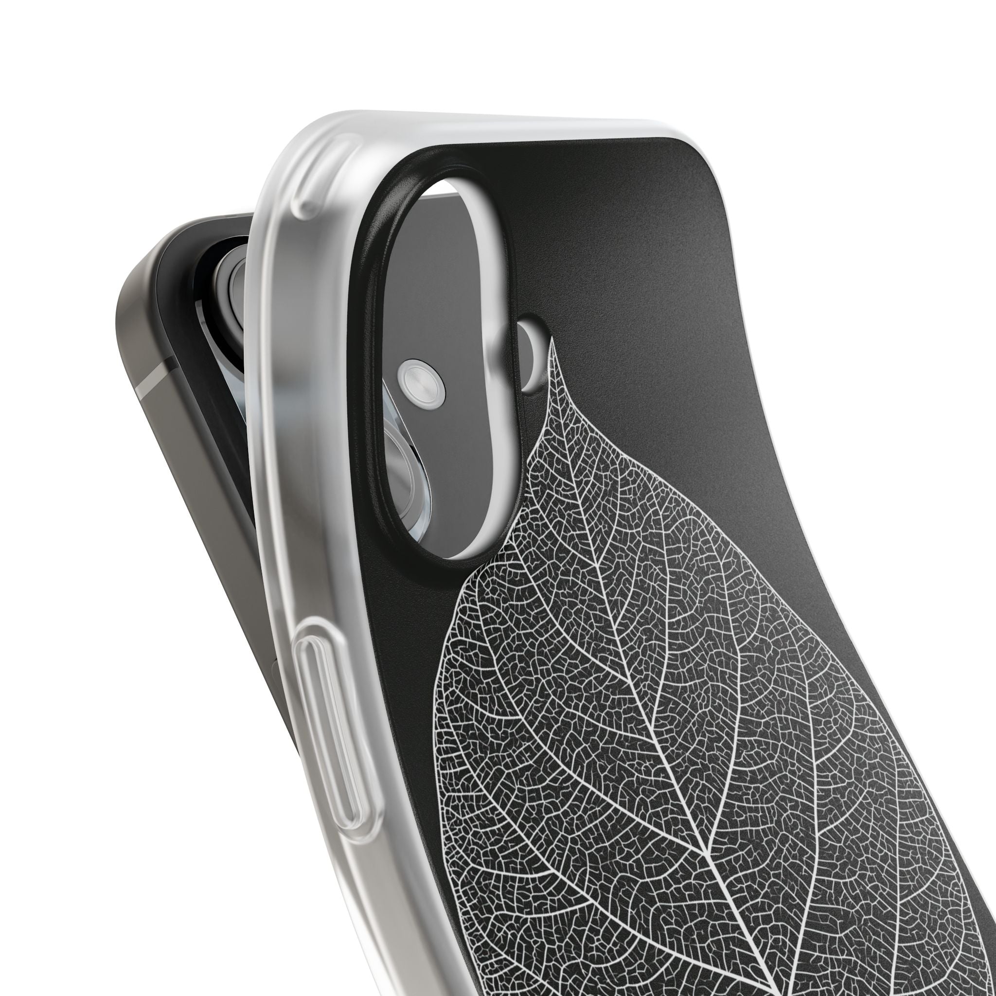 Black Lite Phone Case for iPhone - Bleached Leaf Lattice