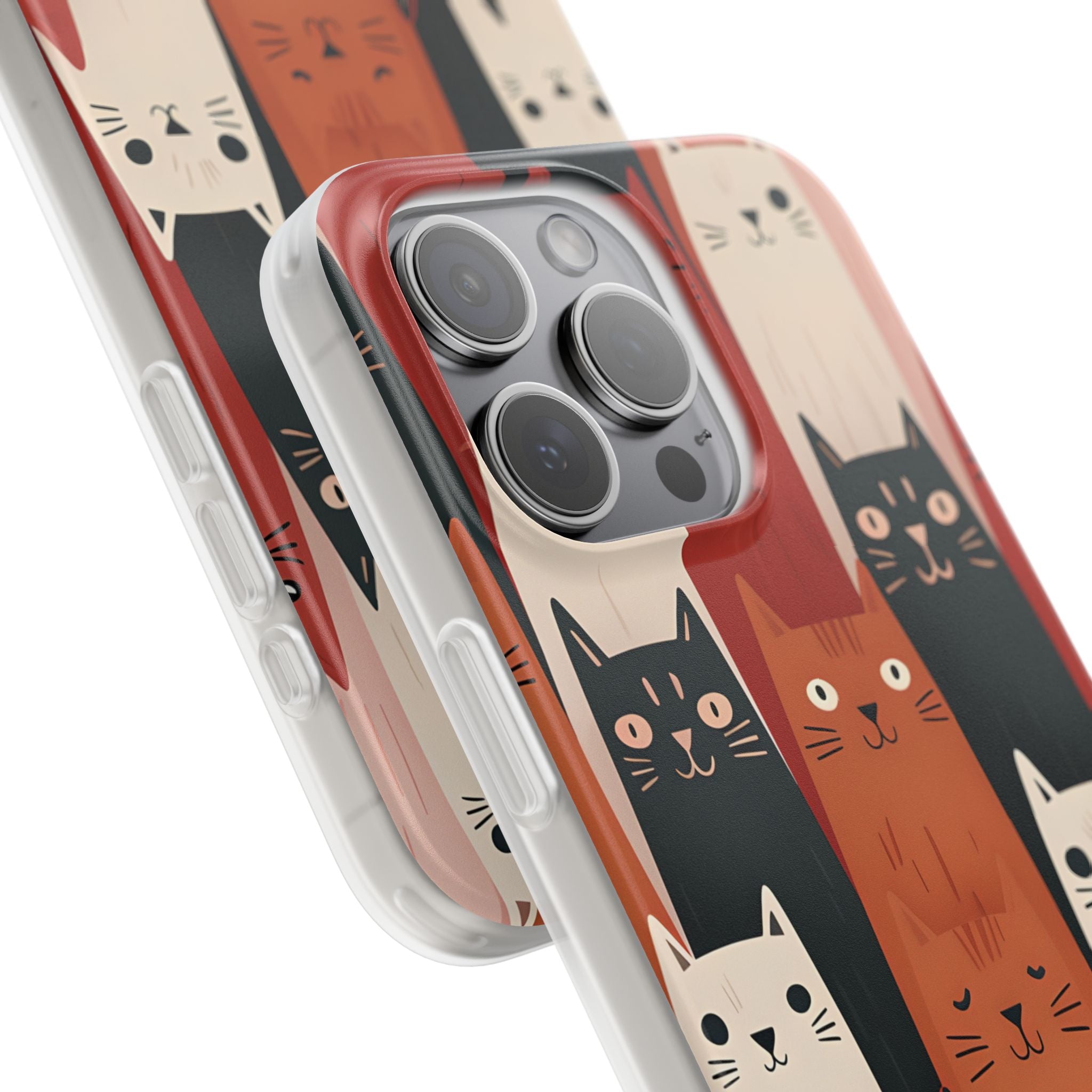 Elongated Cats Black iPhone 15 Pro Max Case - Soft