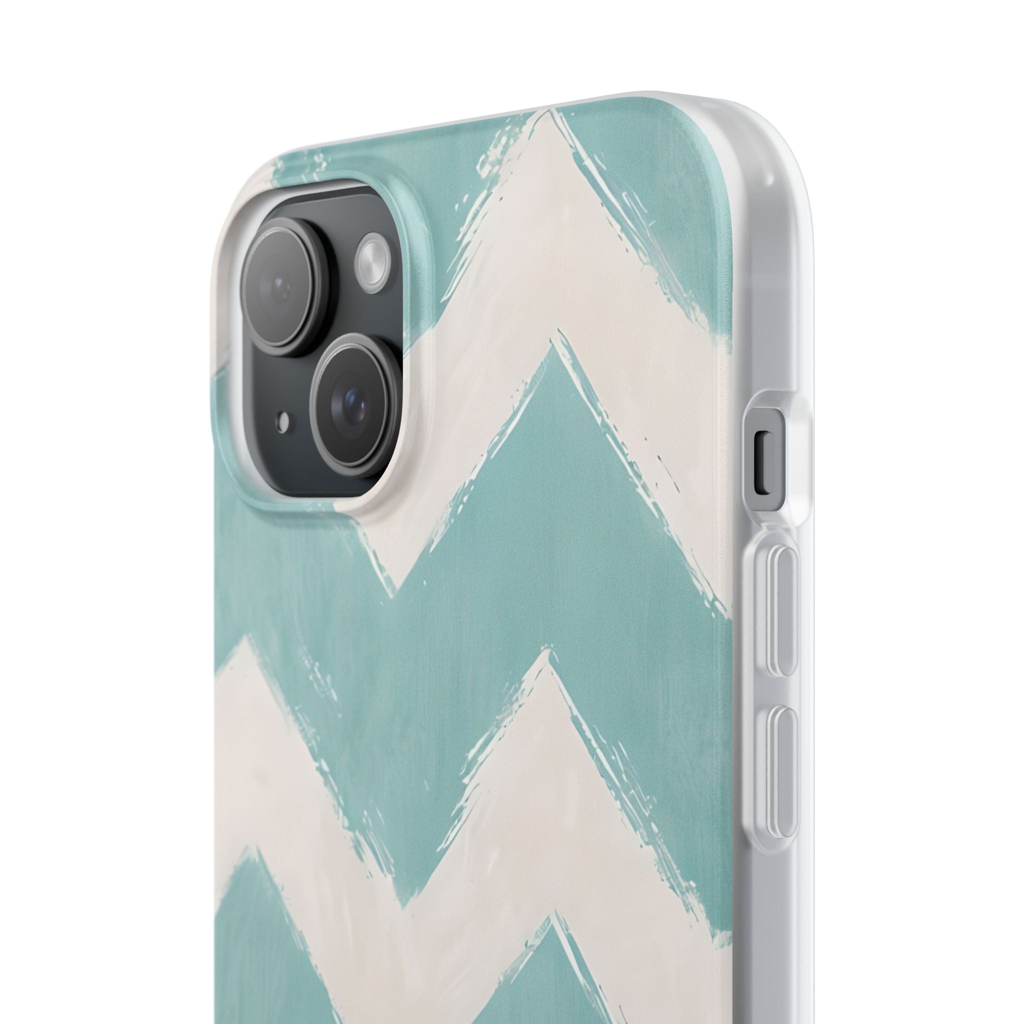 Teal Painted Chevron · Soft Phone Case for iPhone