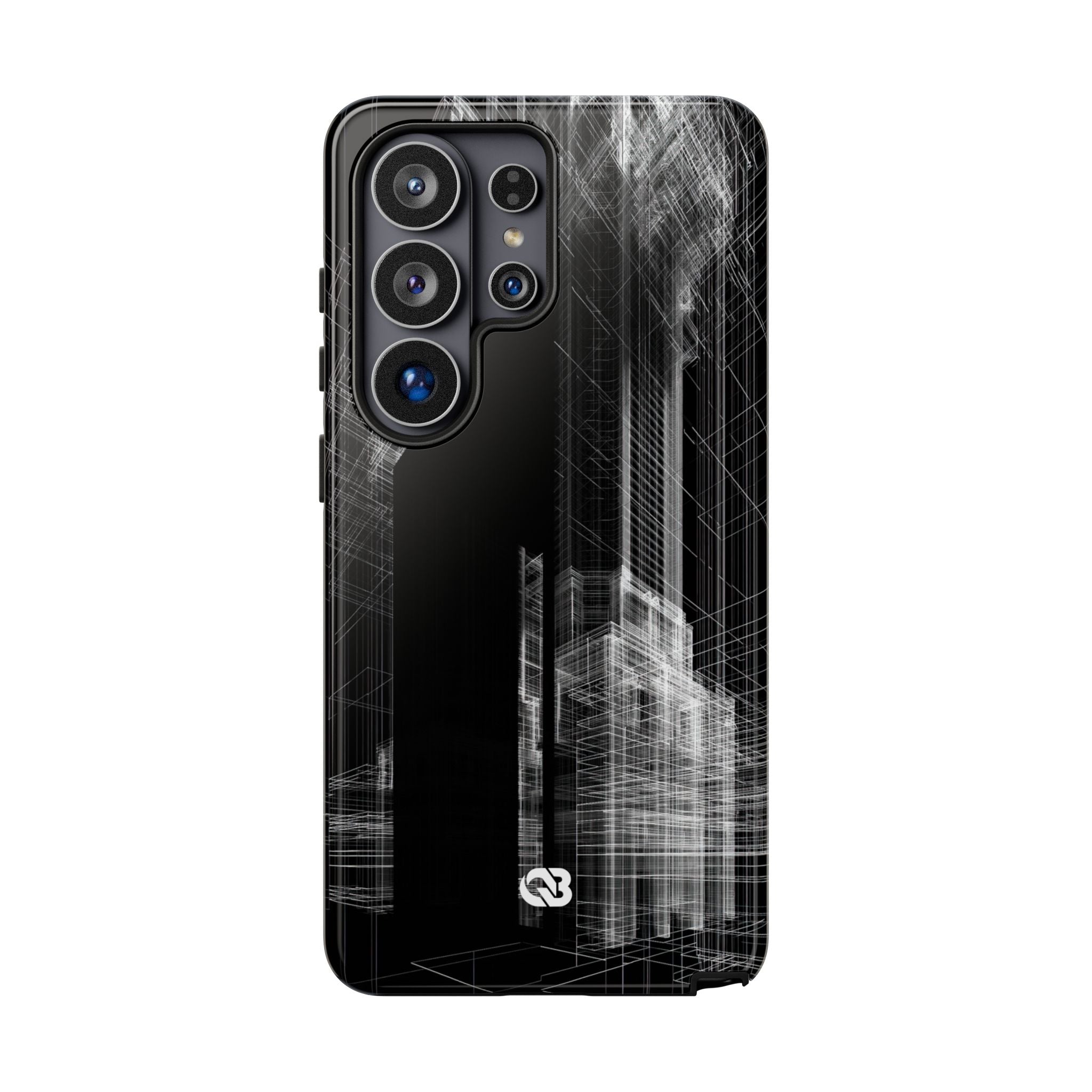 Black Tough Phone Case for Samsung - Ghost Urban Wireframe