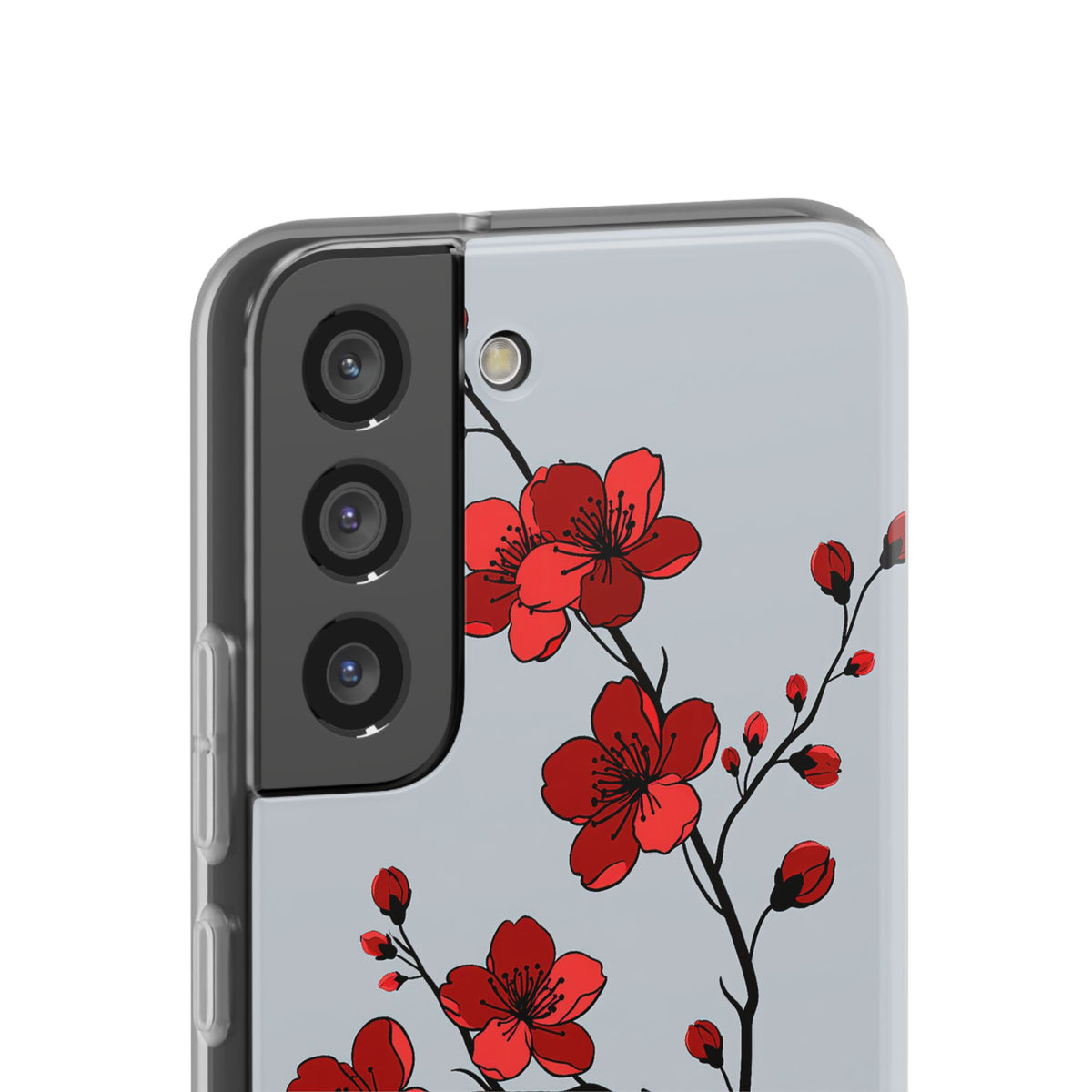 Grey Lite Phone Case for Samsung - Crimson Blossom Onyx