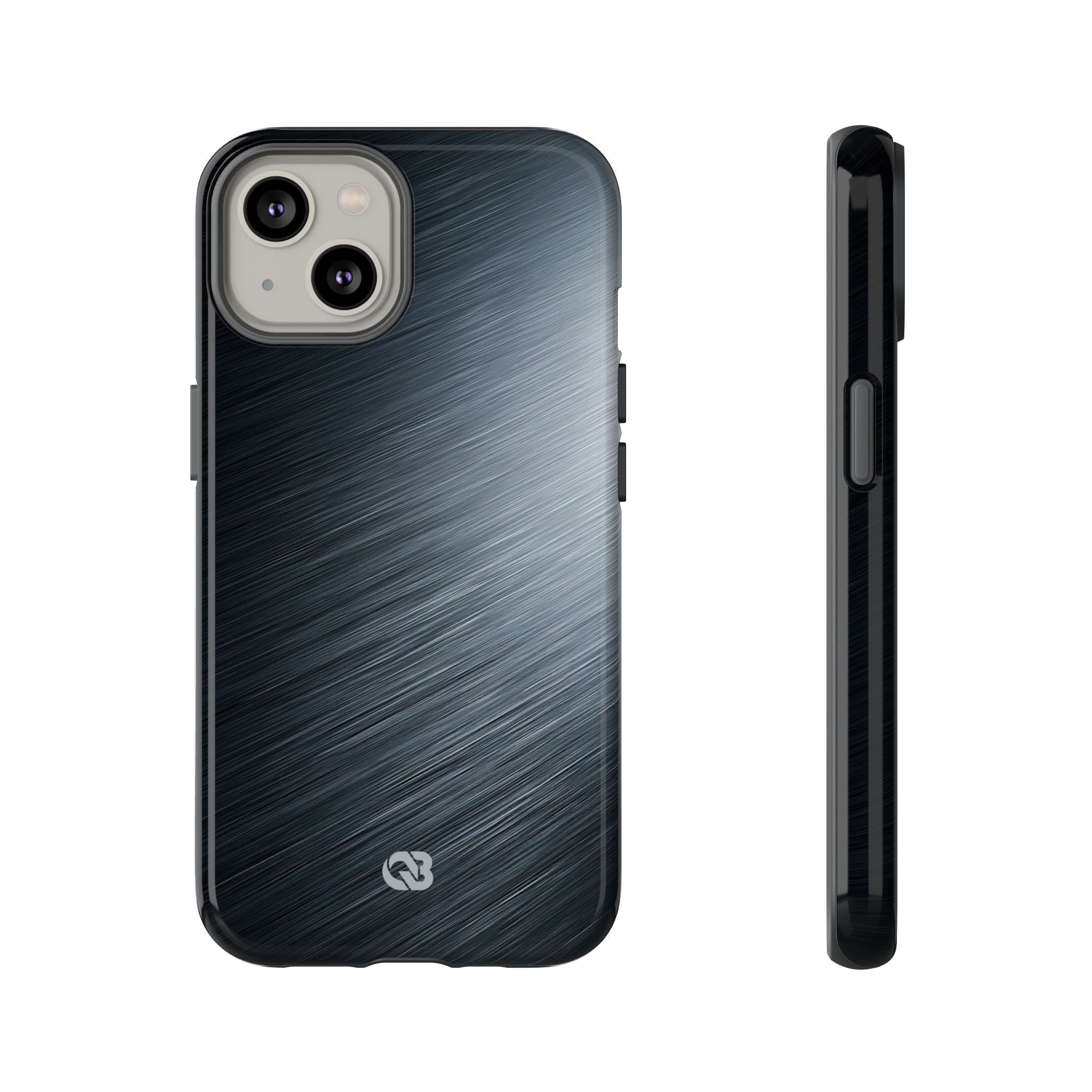Grey Tough Phone Case for iPhone - Charcoal Brushed Steel