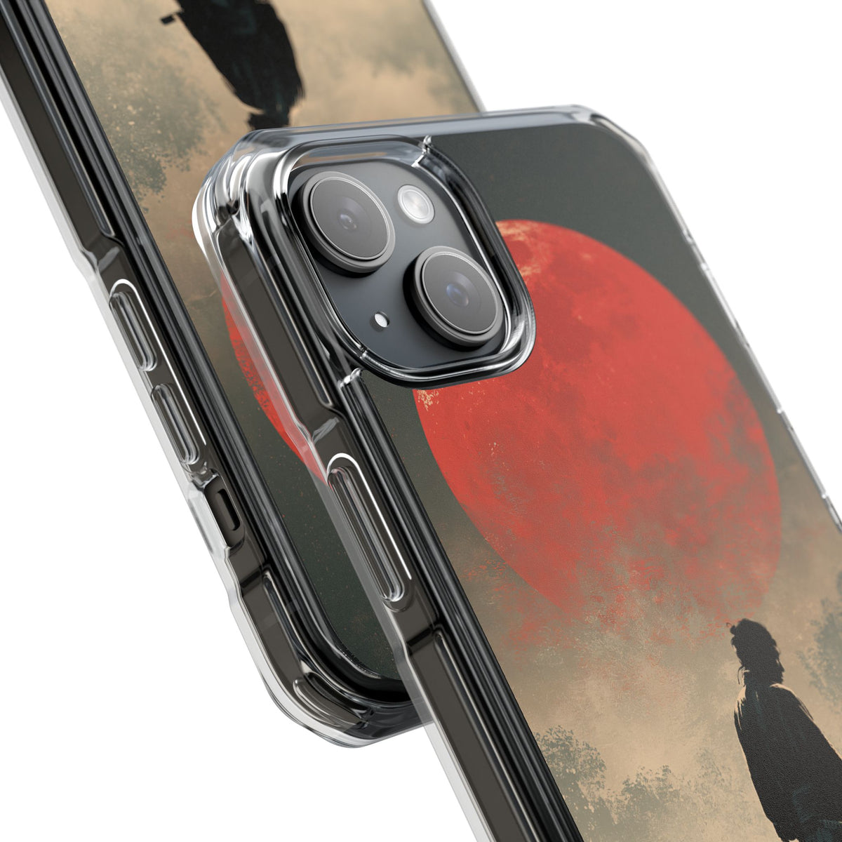 Crimson Moon Ronin · Clear Impact Magnetic Phone Case for iPhone · Red