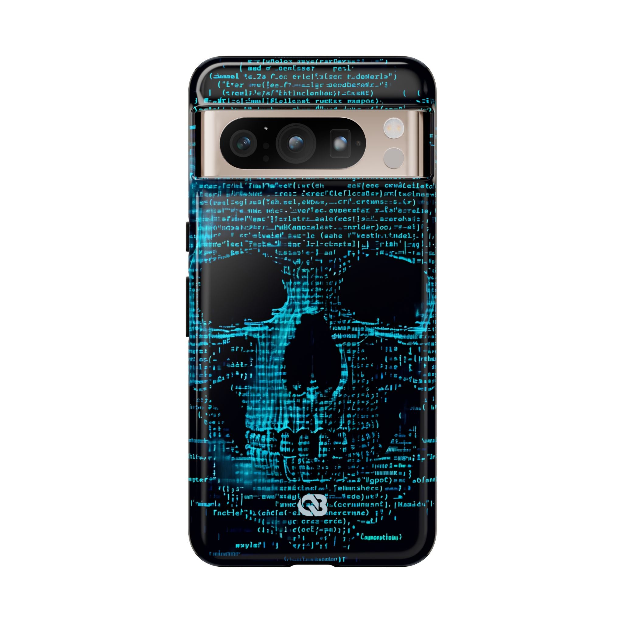 Cyan Glitch Skull · Tough Handyhülle für Google Pixel