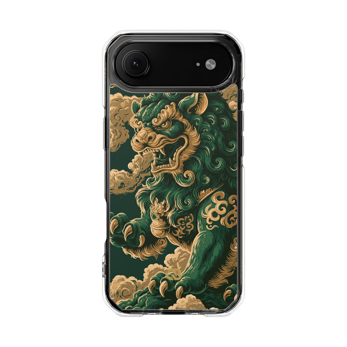 Imperial Guardian Lion · Clear Impact Magnetic Phone Case for iPhone · Green