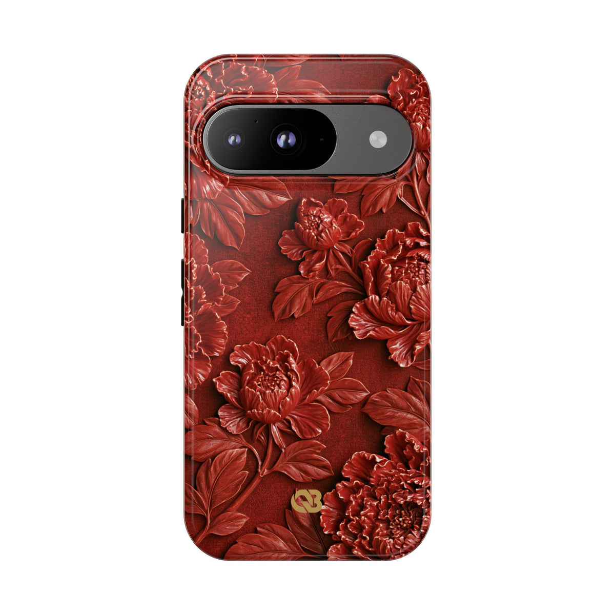 Cinnabar Peony Relief · Tough Phone Case for Pixel · Red