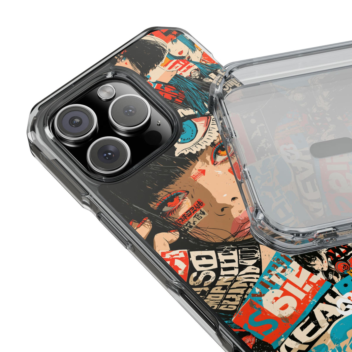 Shibuya Street Collage · Clear Impact Magnetic Phone Case for iPhone · Red